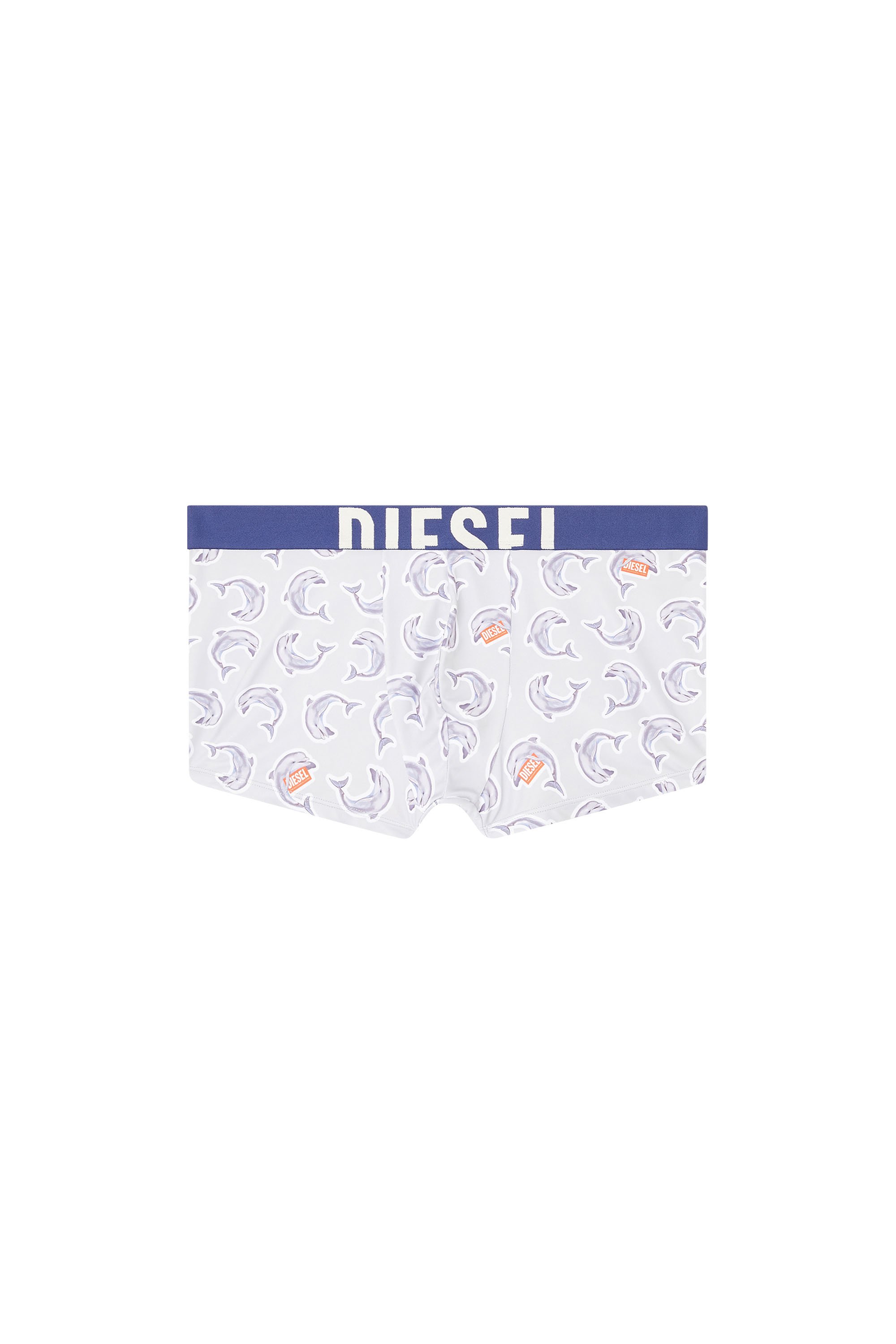 Diesel - DAMIEN-D-POP-40, Male's Herren-Boxershorts mit durchgehendem Animal-Print für einen verspielten Akzent. Abgeschlossen mit einem 4 cm breiten elastischen Jacquard-Bund, der mit einem auffälligen Diesel-Logo versehen ist. Die weiche Strickkonstruktion bietet Bewegungsfreiheit und einen stützenden Sitz. in ライトブルー - 4