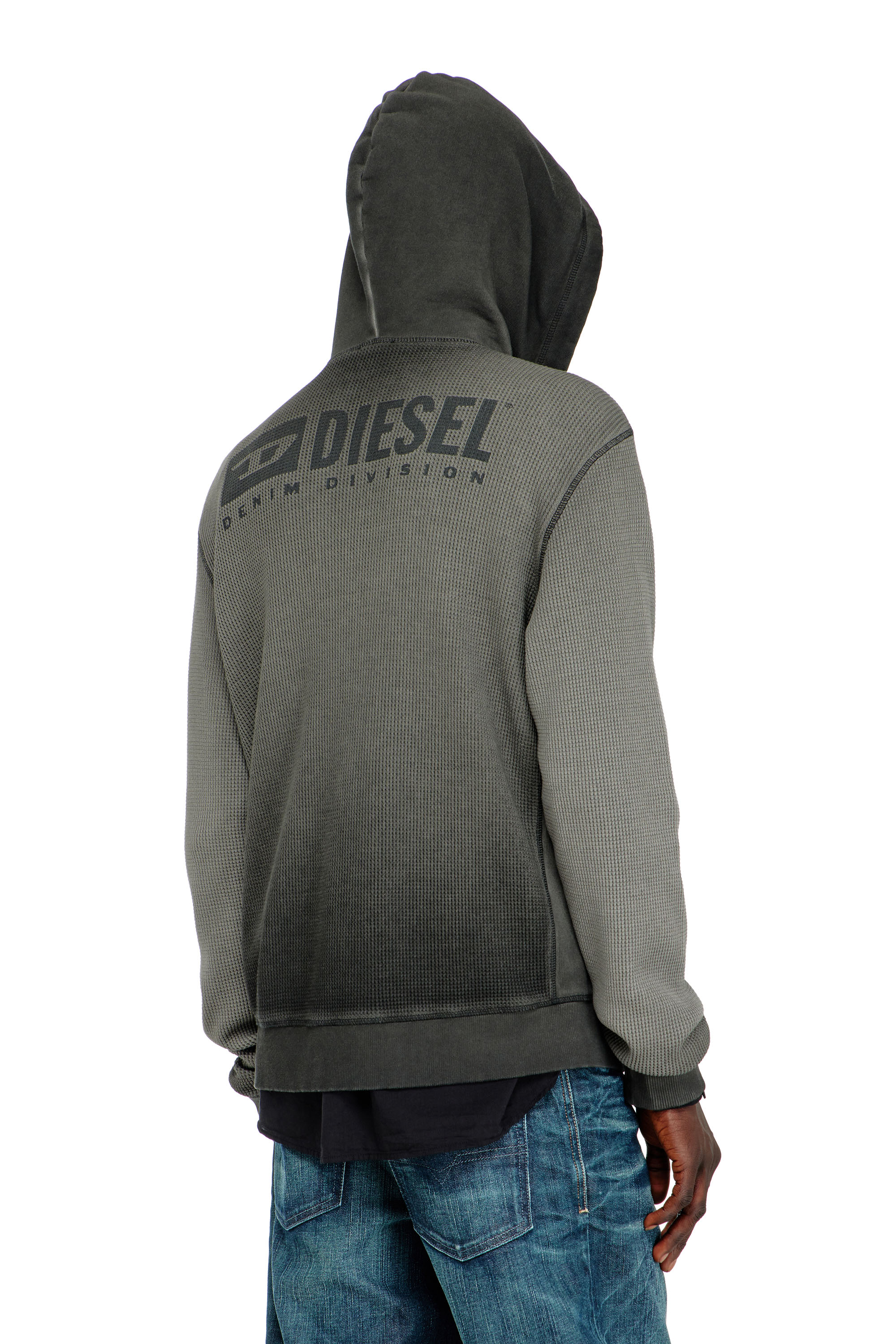 Diesel - S-WAFY-HOOD-ZIP, Male's ジップアップパーカー in グレー - 4