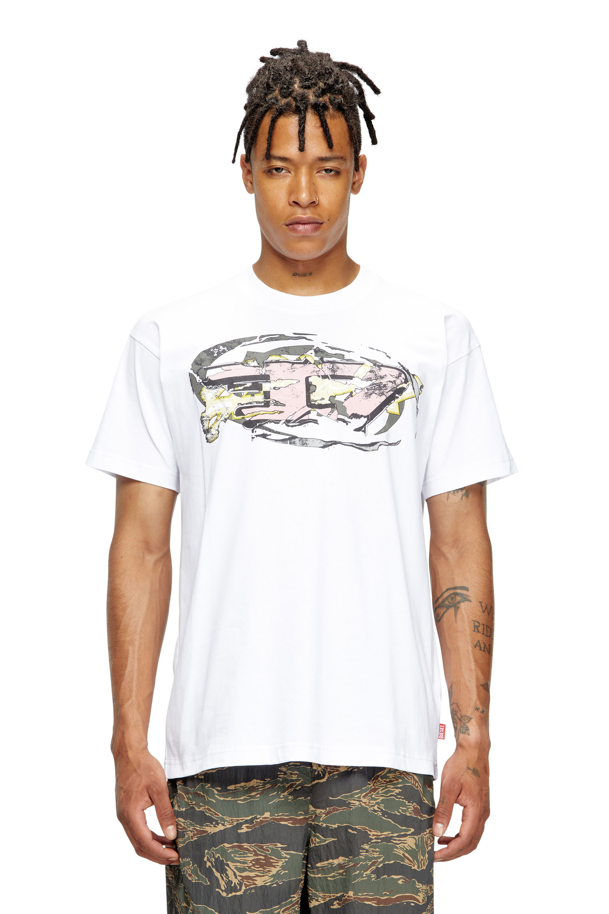 Diesel - T-NORM-T11, Male's T-shirt with Oval D logo in ホワイト - 1