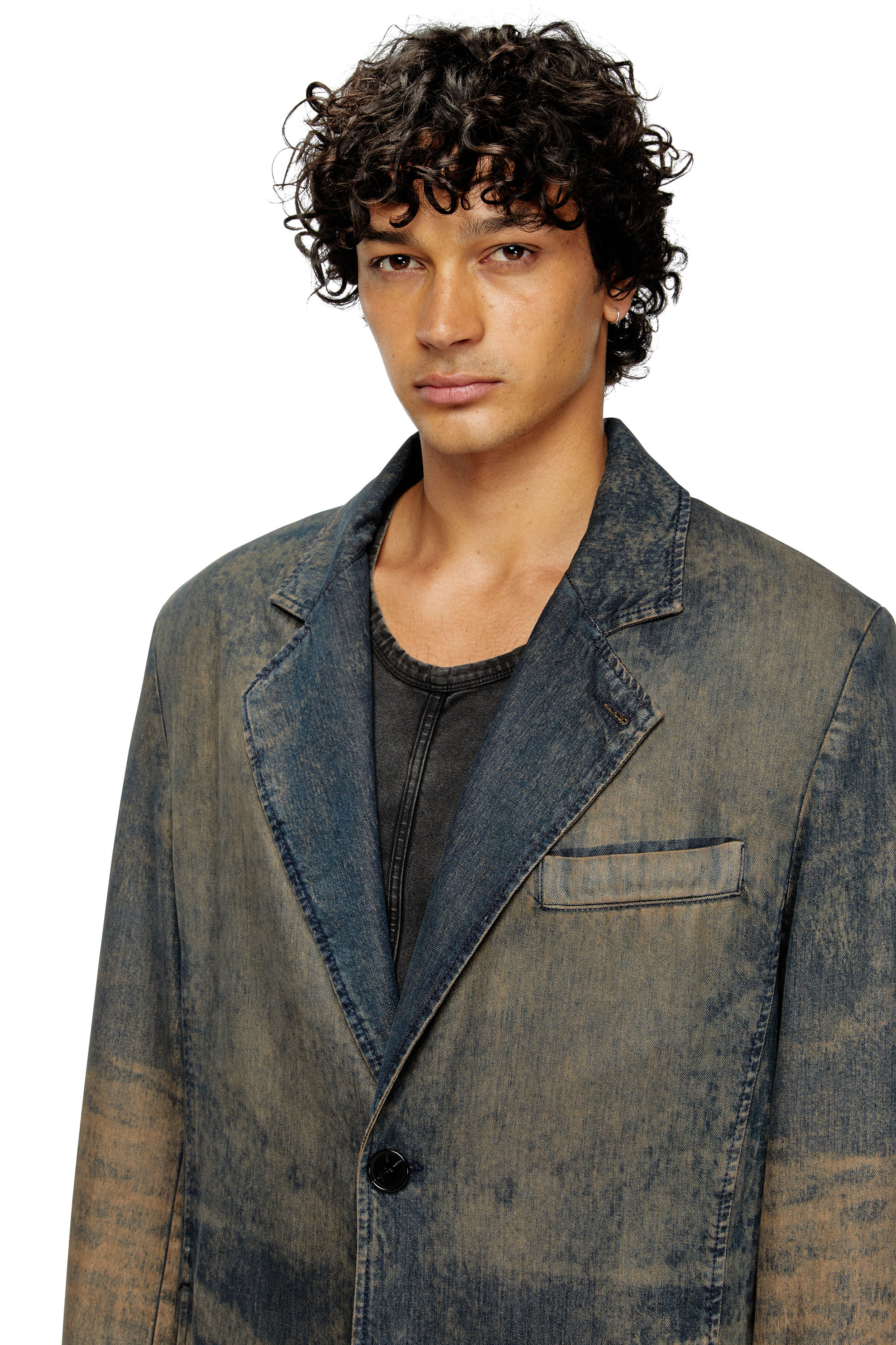 Diesel - D-BALZ-MID-S, Unisex's Long jacket in shaded denim in null - 3