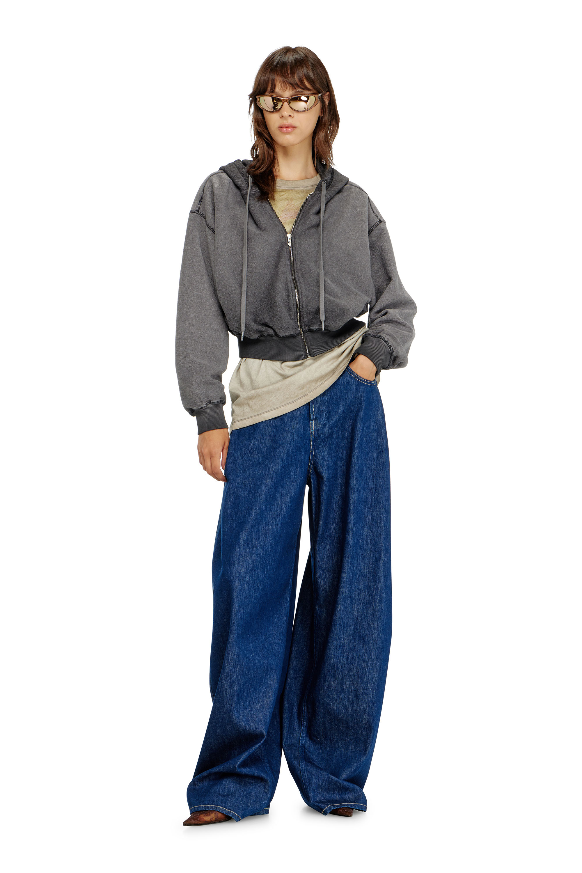 Diesel - F-SUNNY-HOOD-ZIP, Female's ジップアップパーカー in グレー - 1