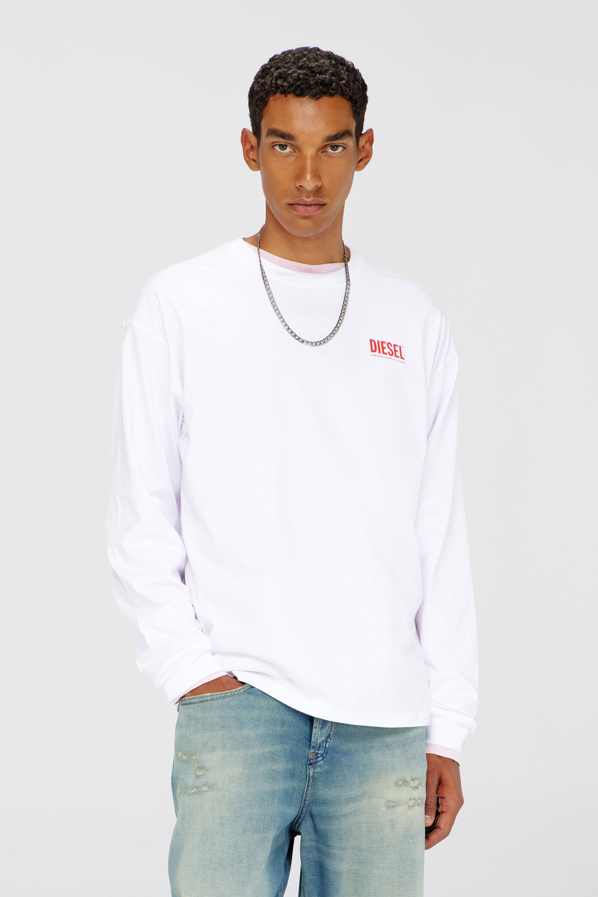 Diesel - T-BOXT-LS-BISK, Male's 長袖Tシャツ in ホワイト - 3