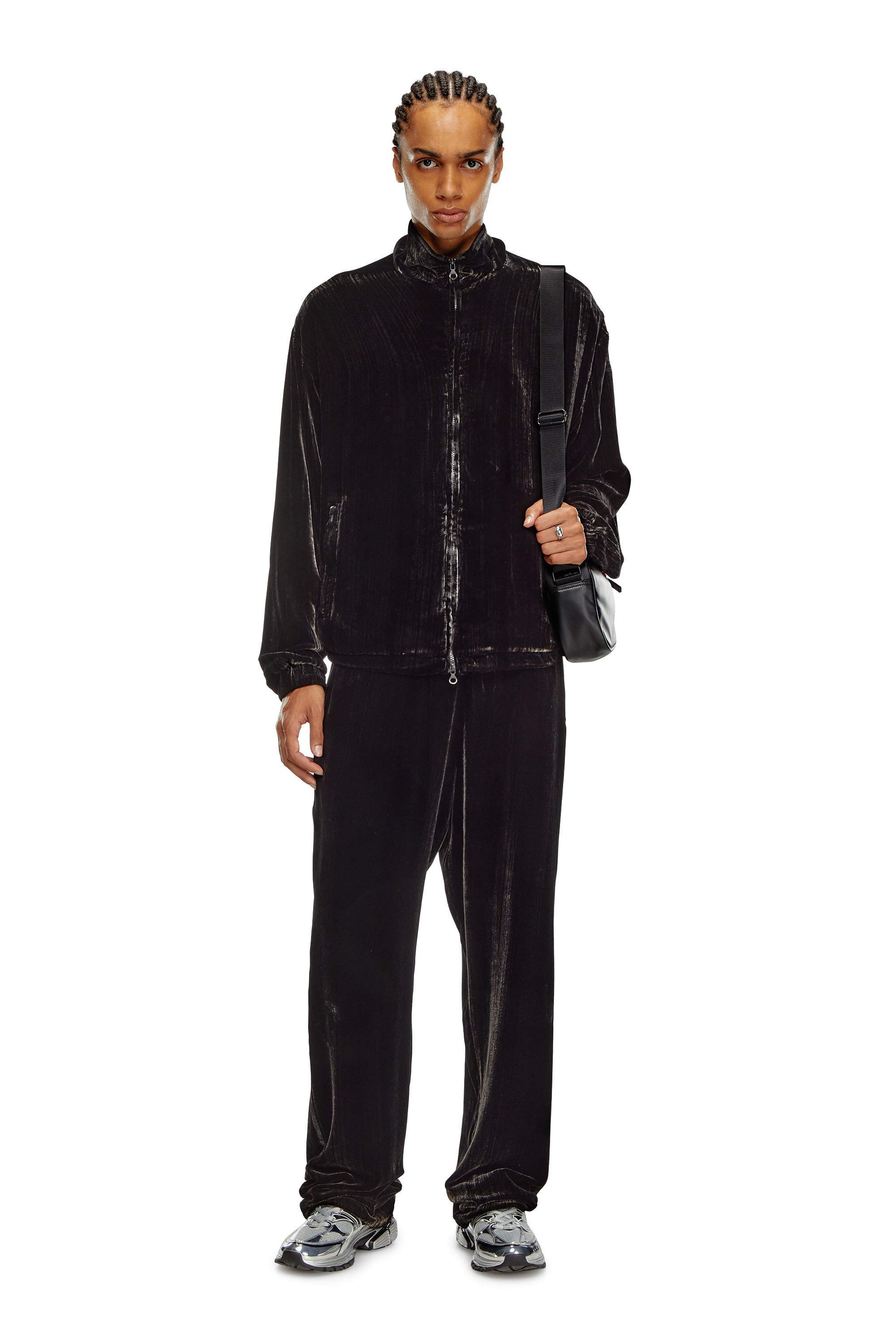 Diesel - J-SALFORD, Male's Treated silk-blend velvet jacket in ブラック - 2