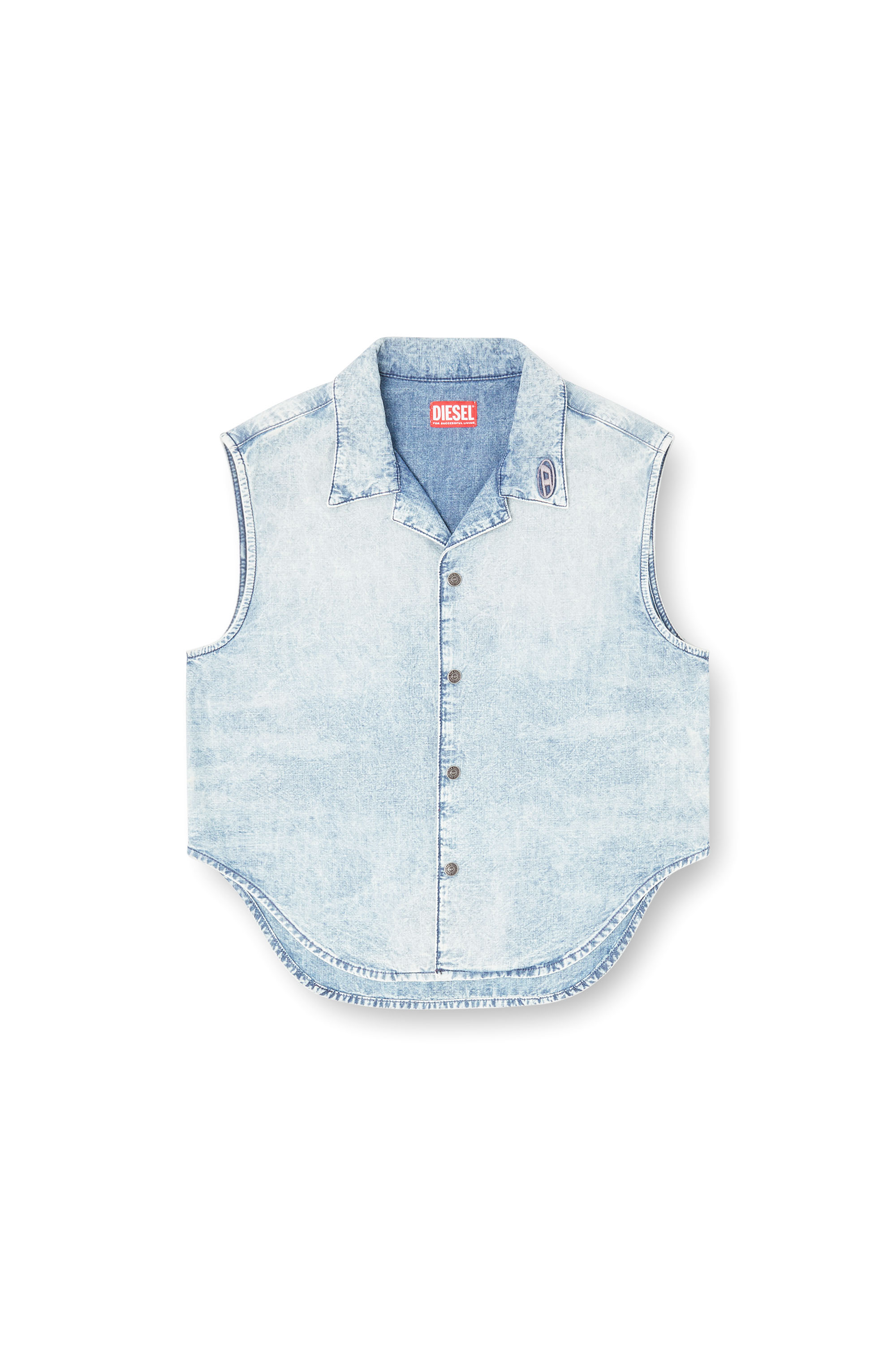 Diesel - DE-NABI-S, Female's Sleeveless top in marbled denim in ライトブルー - 2