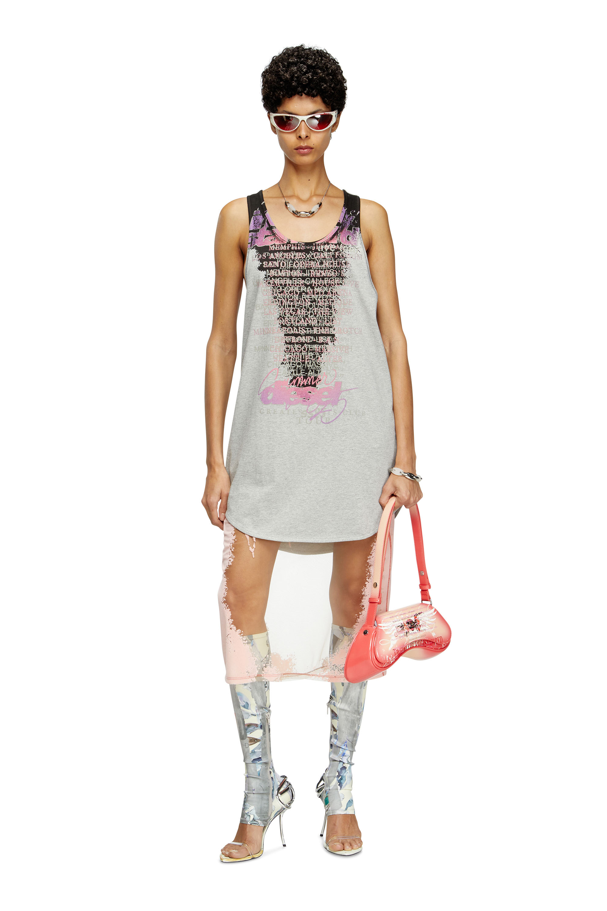Diesel - T-SHAN, Unisex's Tank top with lyrics print in グレー - 7