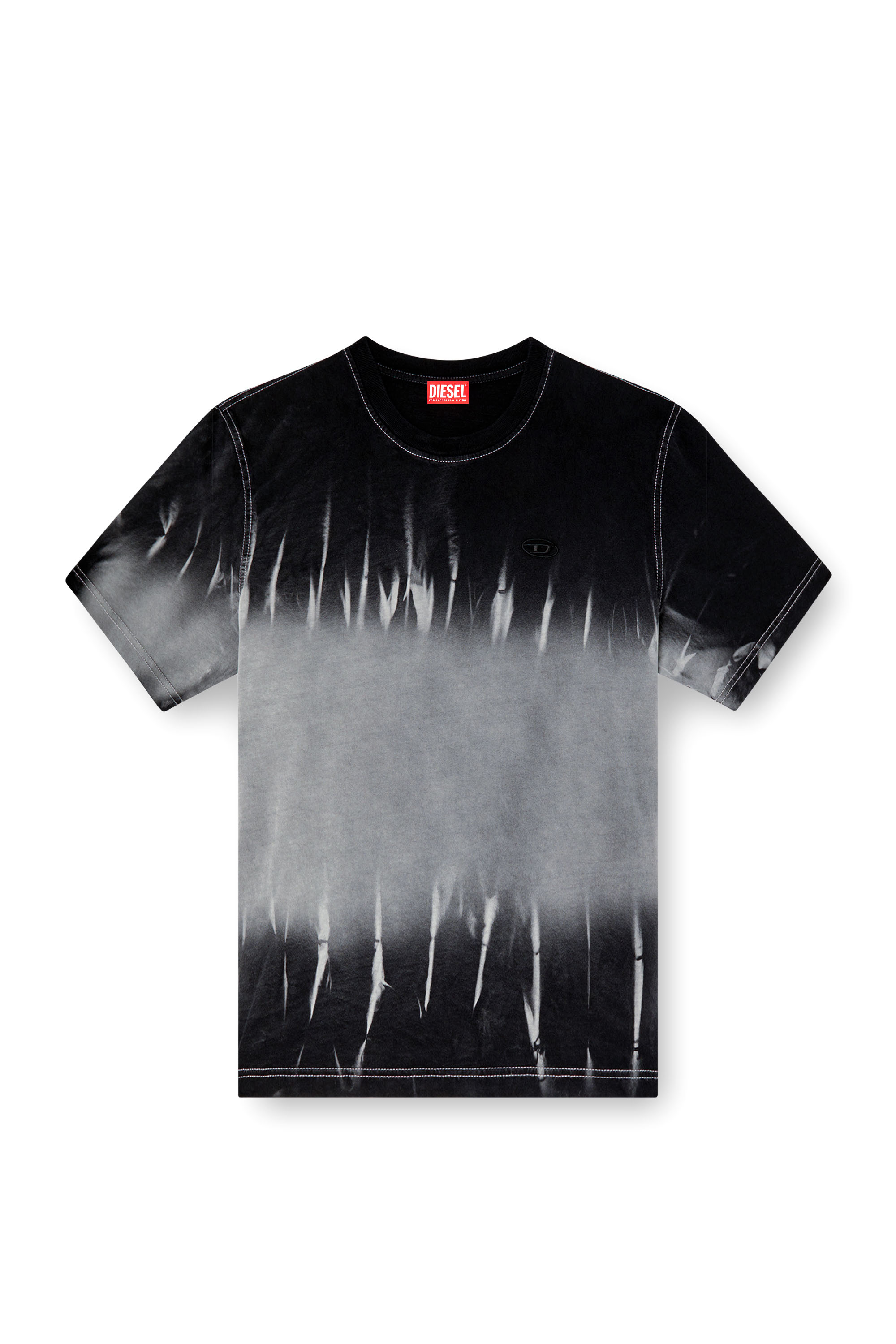 Diesel - T-ADJUST-R21, Male's Tie-dye T-shirt with logo embroidery in ブラック - 3