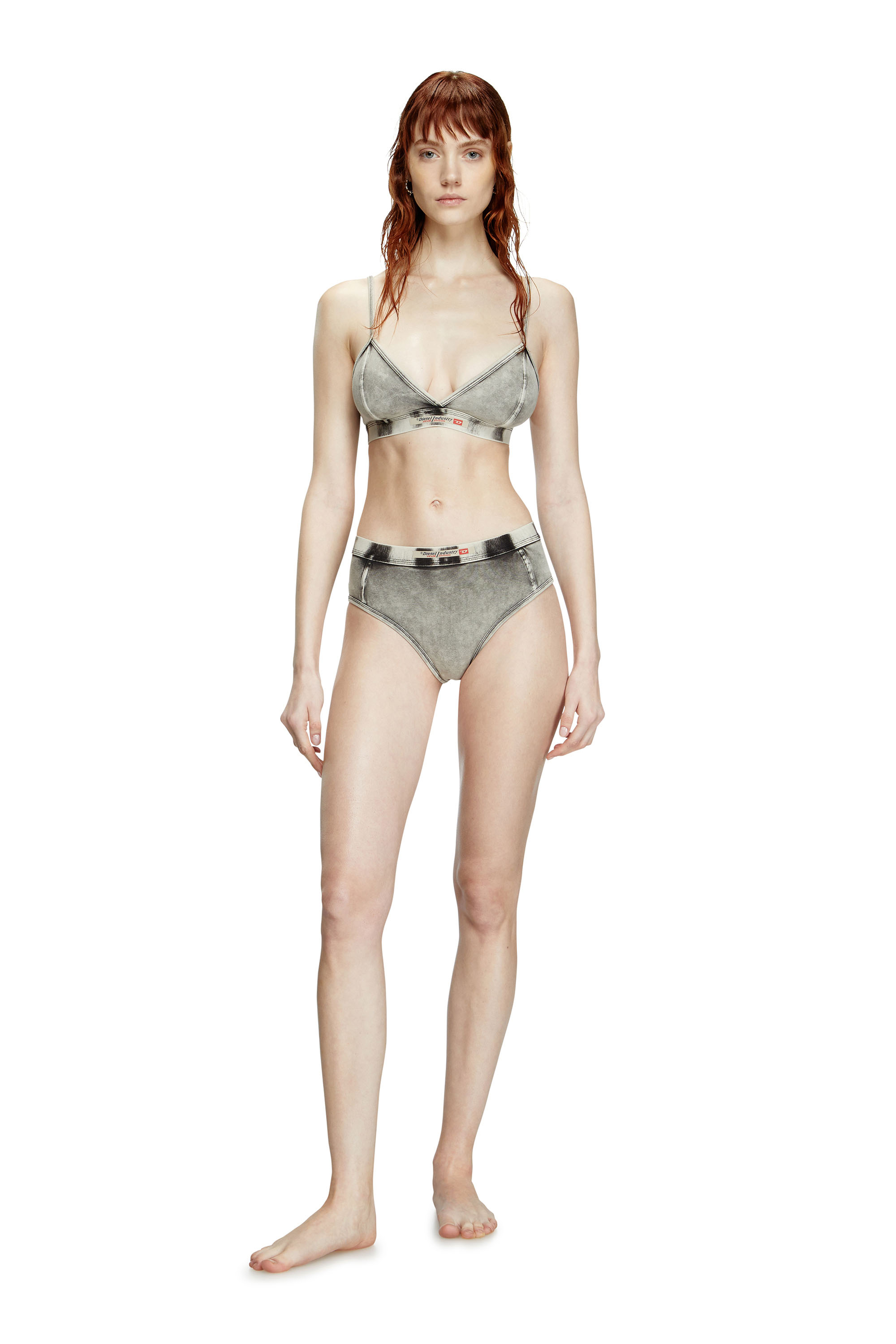 Diesel - ZOE-DNM, Female's Triangle bra in denim-effect jersey in グレー - 4