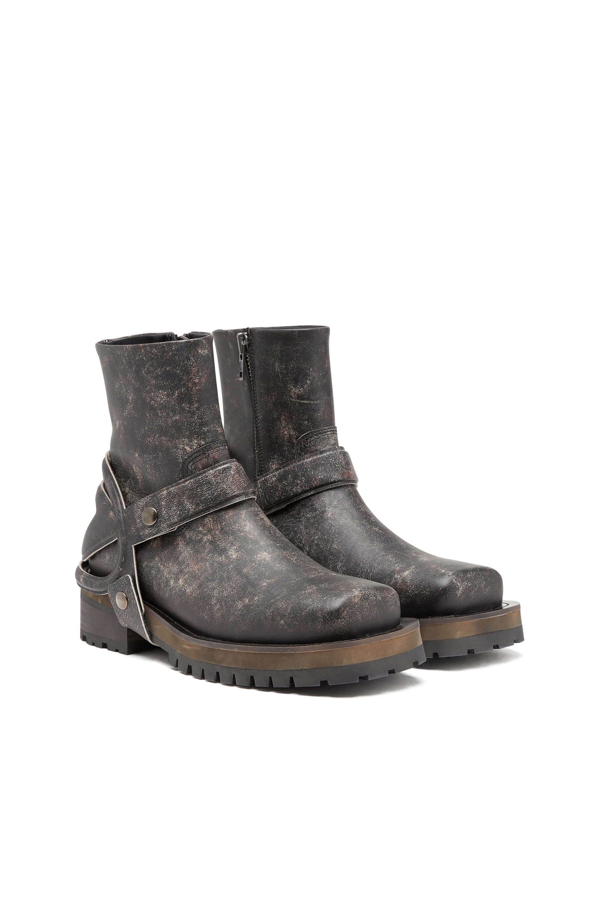 D-TEXAN CH, ダークブラウン Diesel - D-TEXAN CH, Male's D-Texan-Harness boots in distressed leather in ダークブラウン - 2