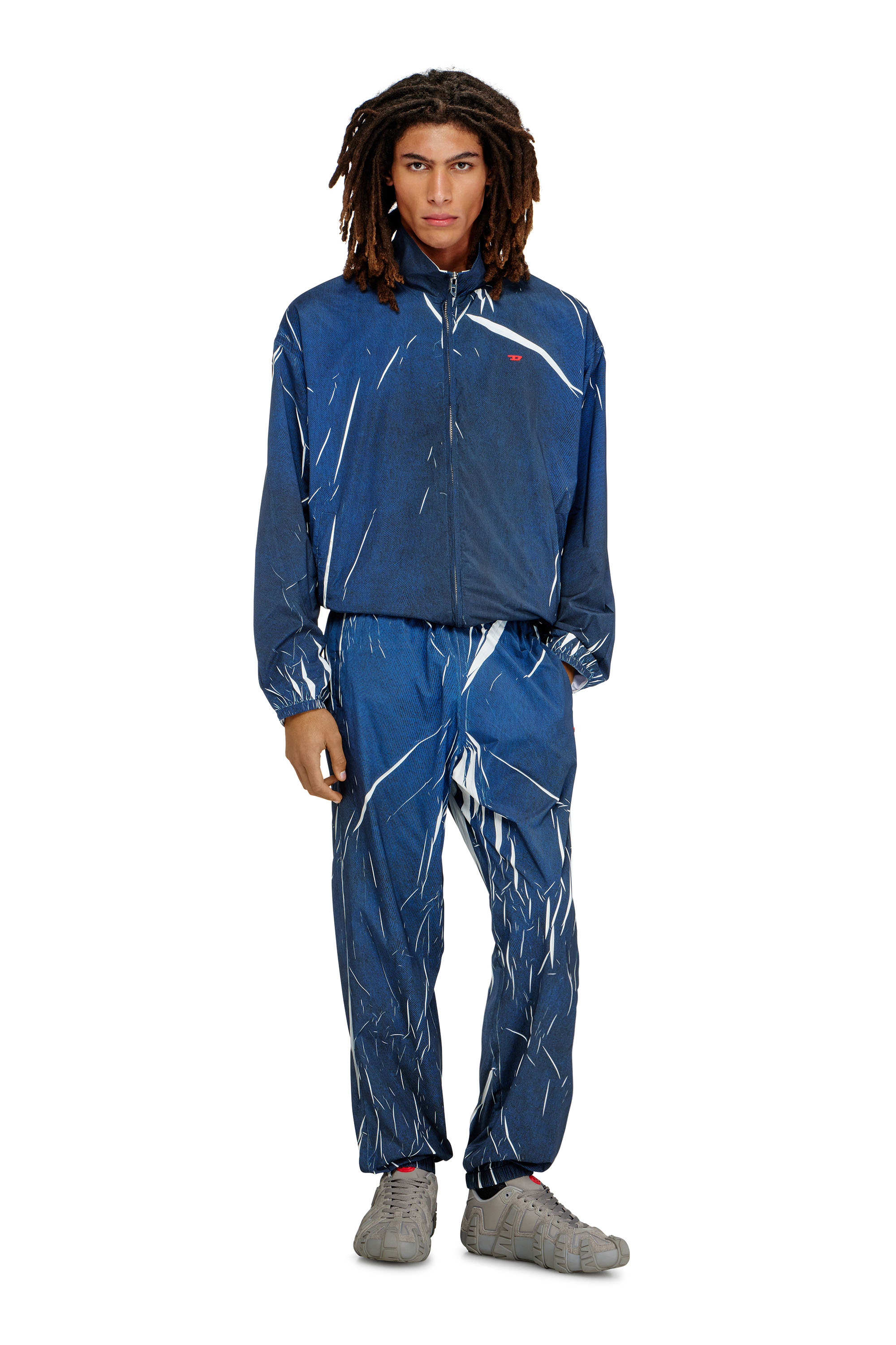 Diesel - P-ARELION-CJBC, Male's Light track pants with denim-effect print in ブルー - 2