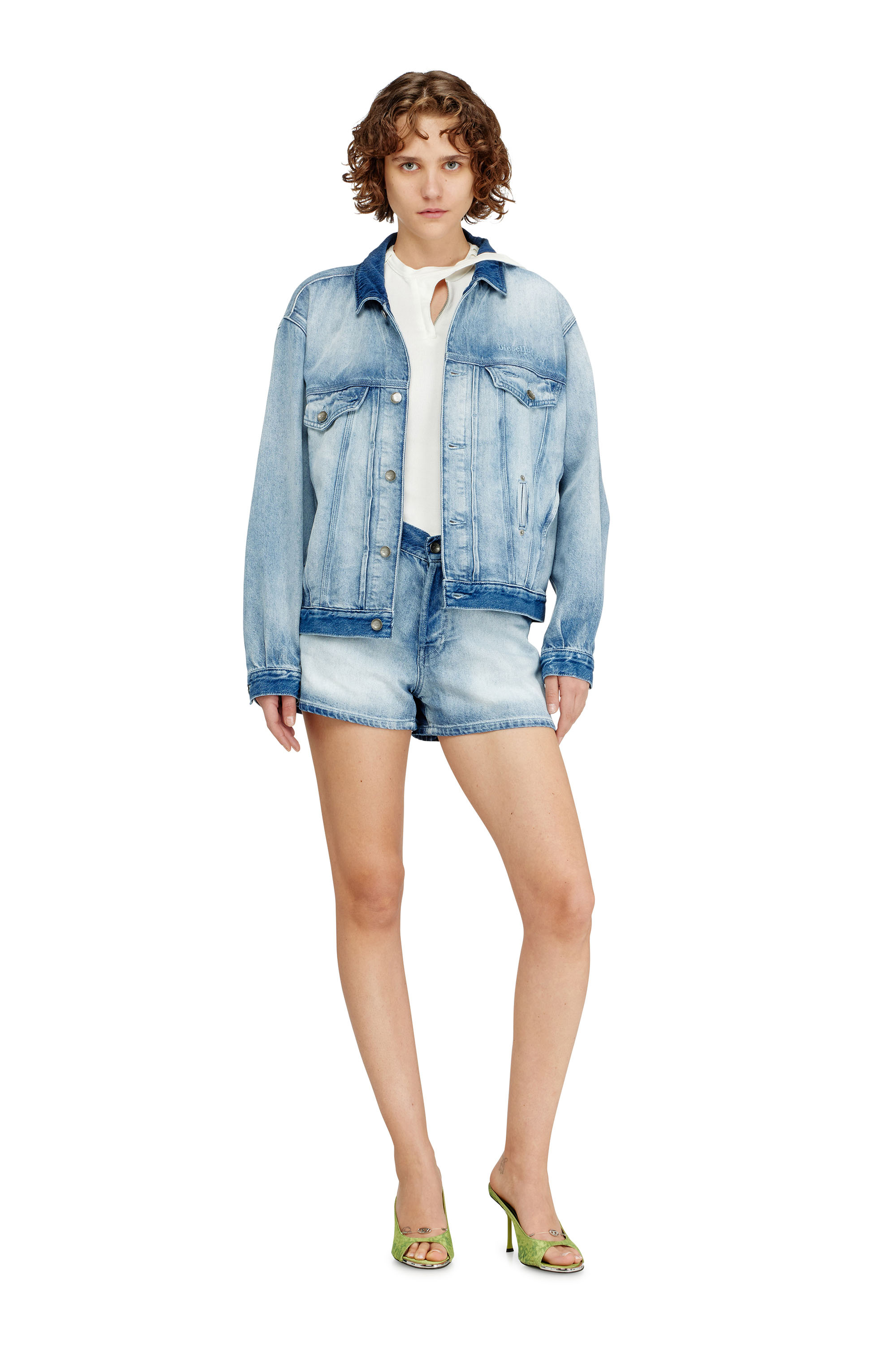 Diesel - D-DENVER-FSI1, Unisex's Trucker jacket in medium-light skeleton denim in ライトブルー - 2