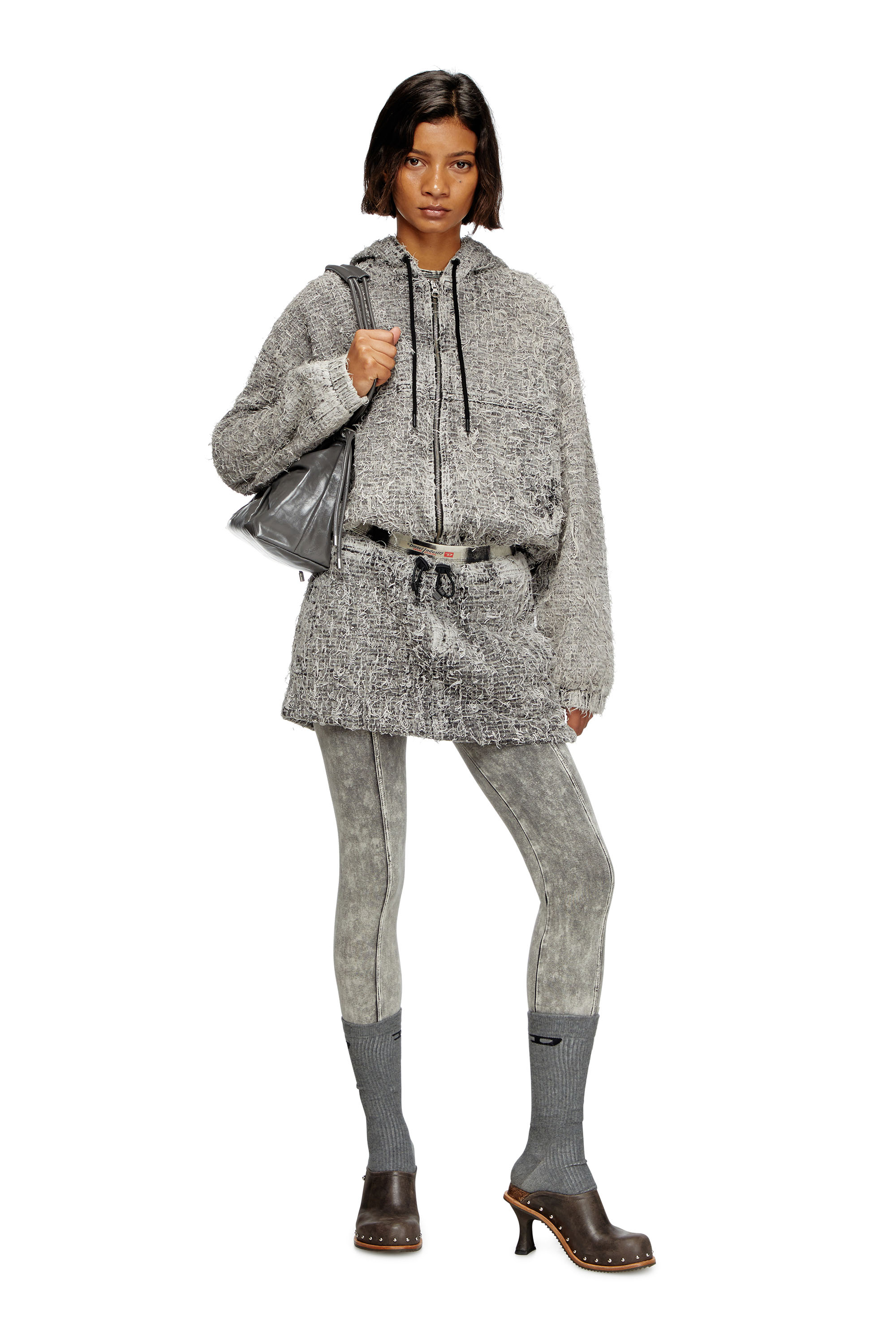 Diesel - DE-MINI-S, Female's Mini skirt in bouclé denim in グレー - 2