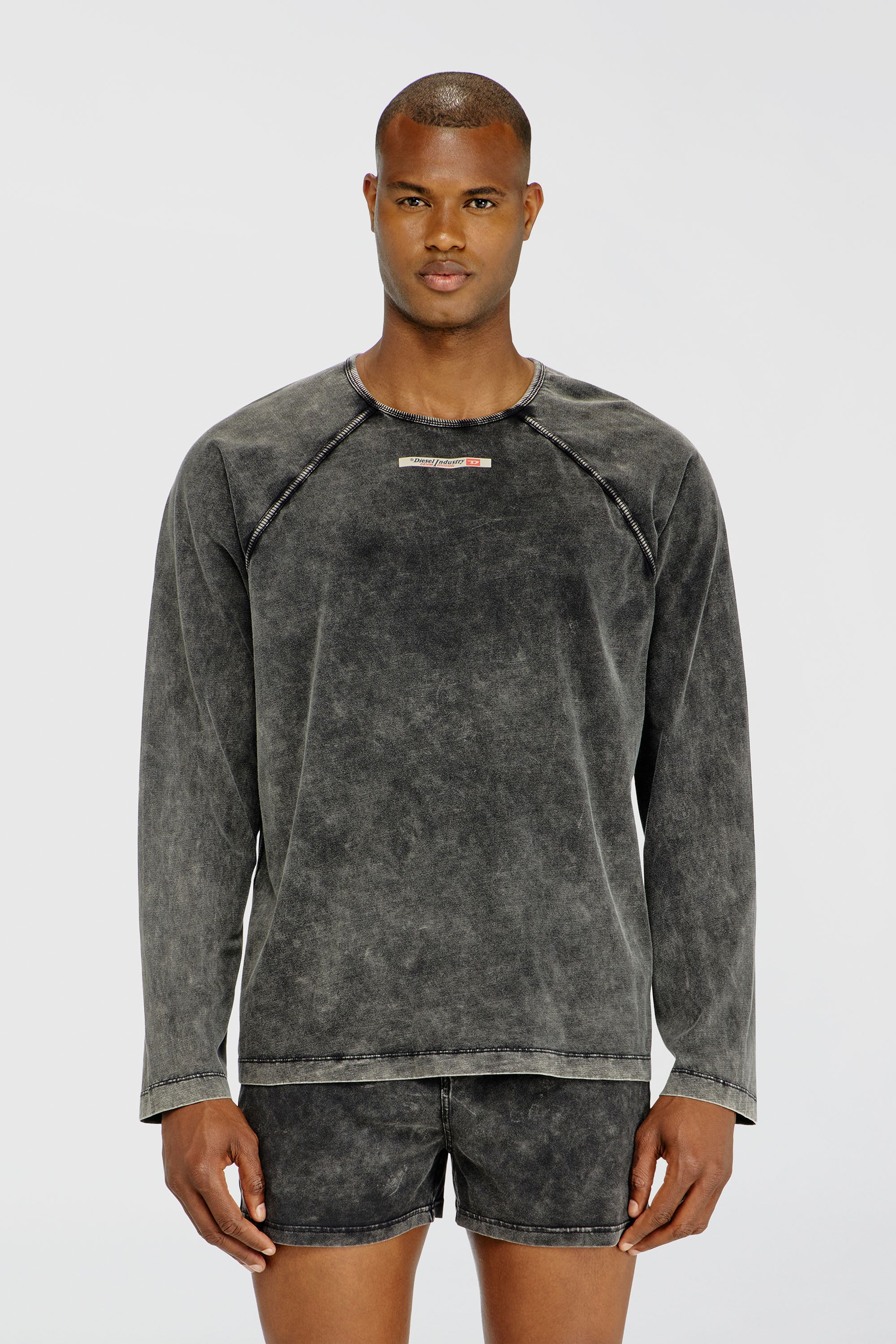 Diesel - BRYAN-DNM, Male's 長袖Tシャツ in ダークグレー - 1