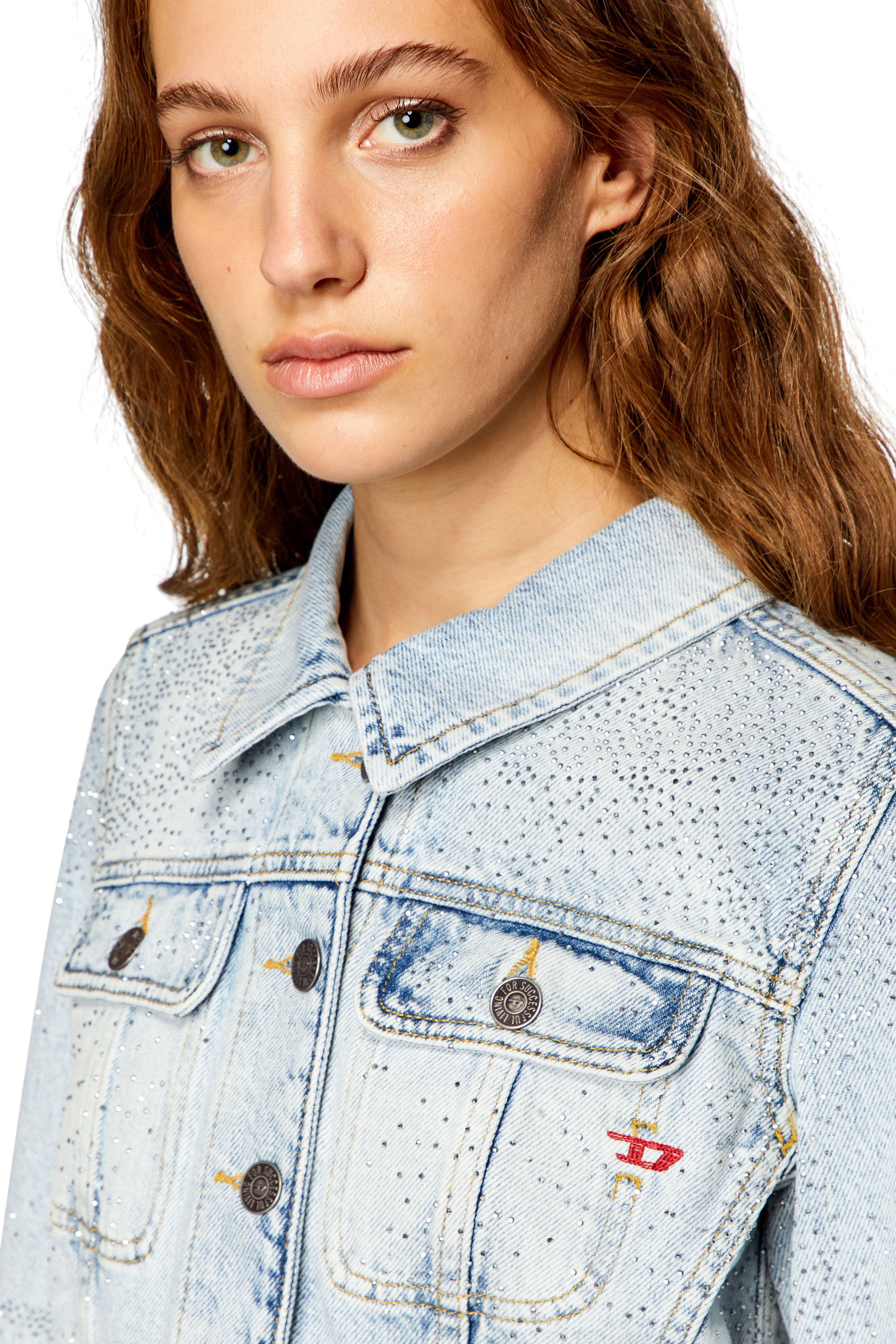 Diesel - DE-SLIMMY-S, Female's Trucker jacket in micro-crystal denim in ライトブルー - 5