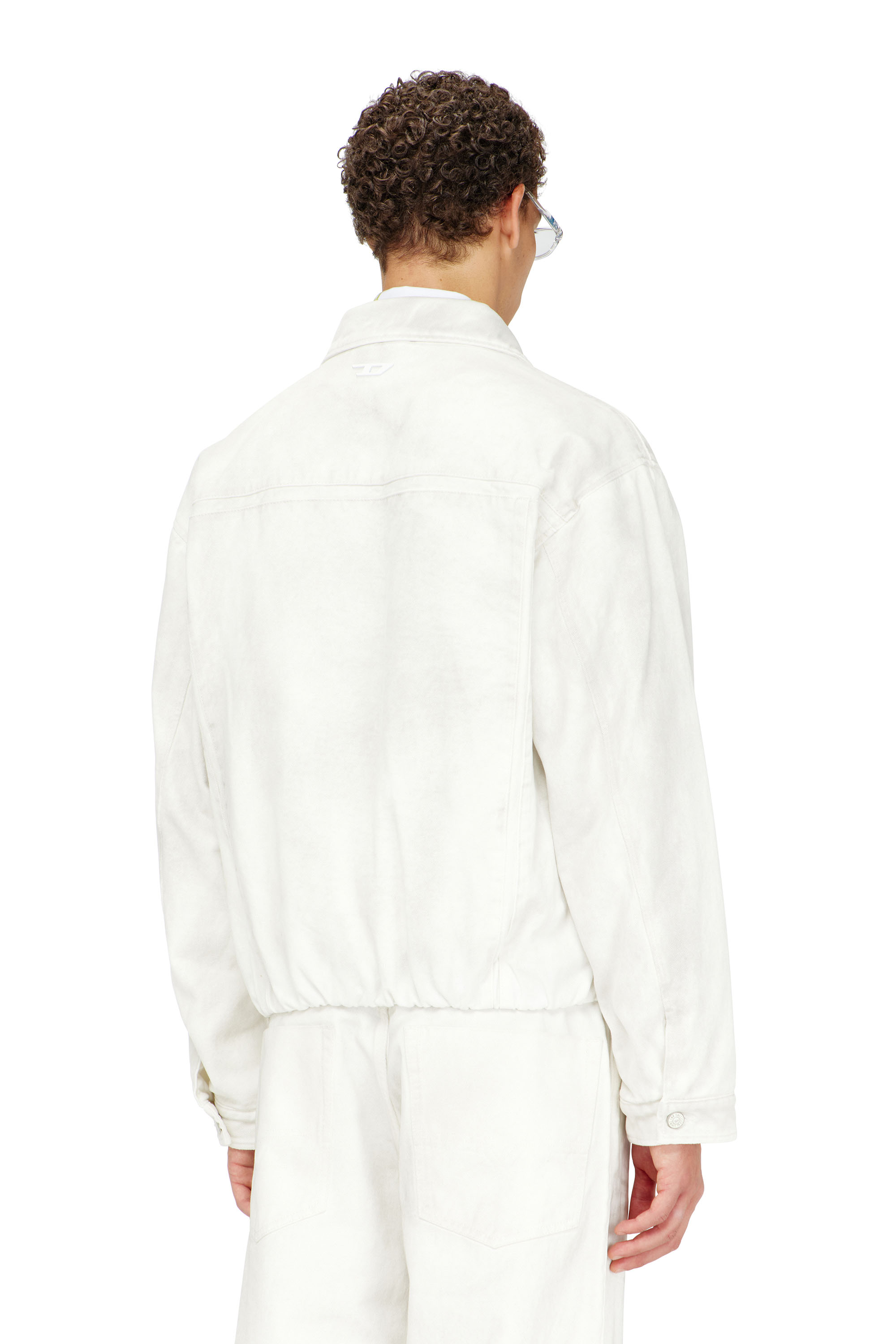 Diesel - D-MORVI-FSJ1, Male's Elasticated trucker jacket in denim in ホワイト - 4
