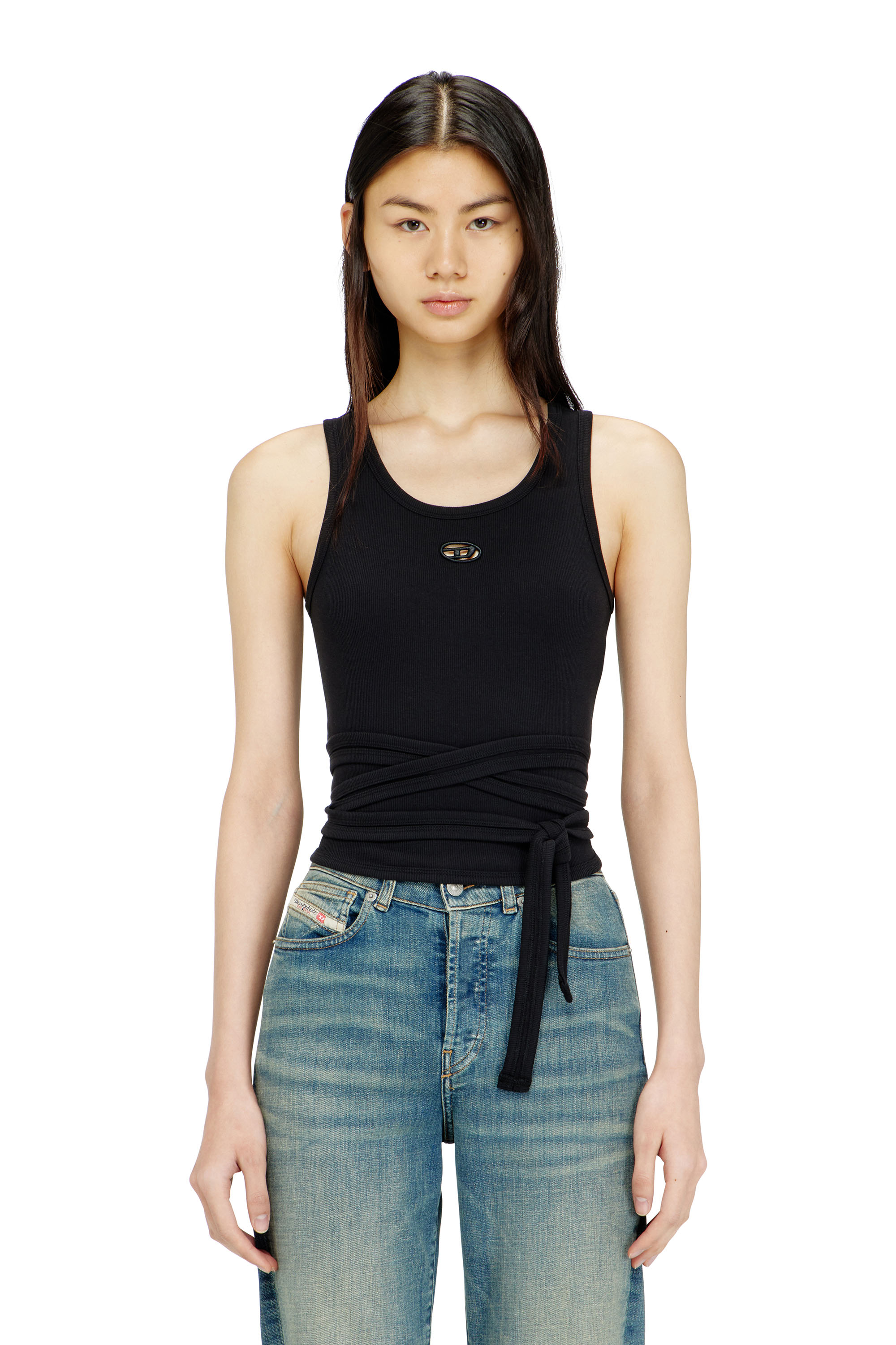 Diesel - T-ANKY-TAIL-S1, Female's Crop top with wrap-around design in ブラック - 3