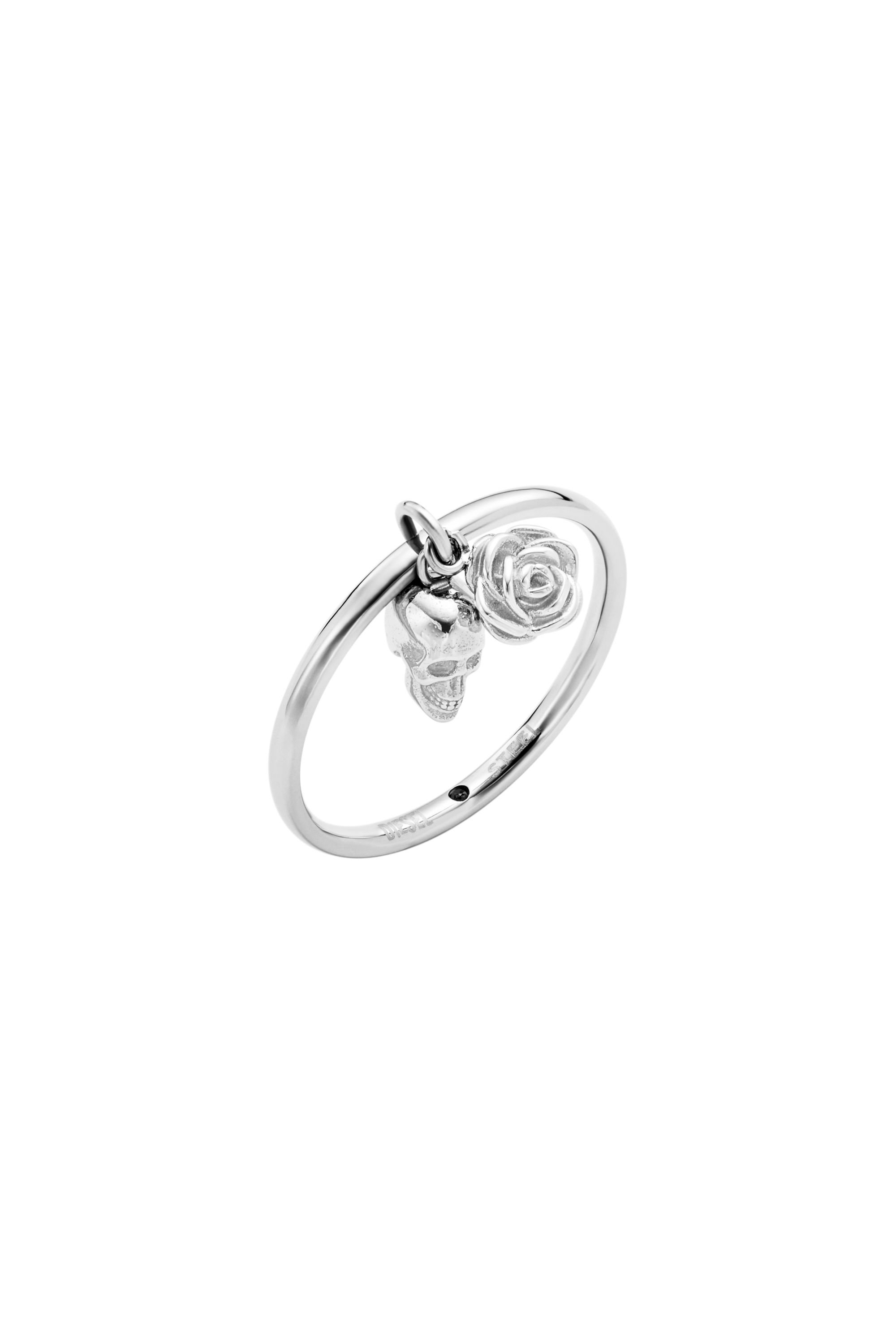 Diesel - DX1602040, Unisex's Stainless Steel Skull Charm Ring in シルバー - 1