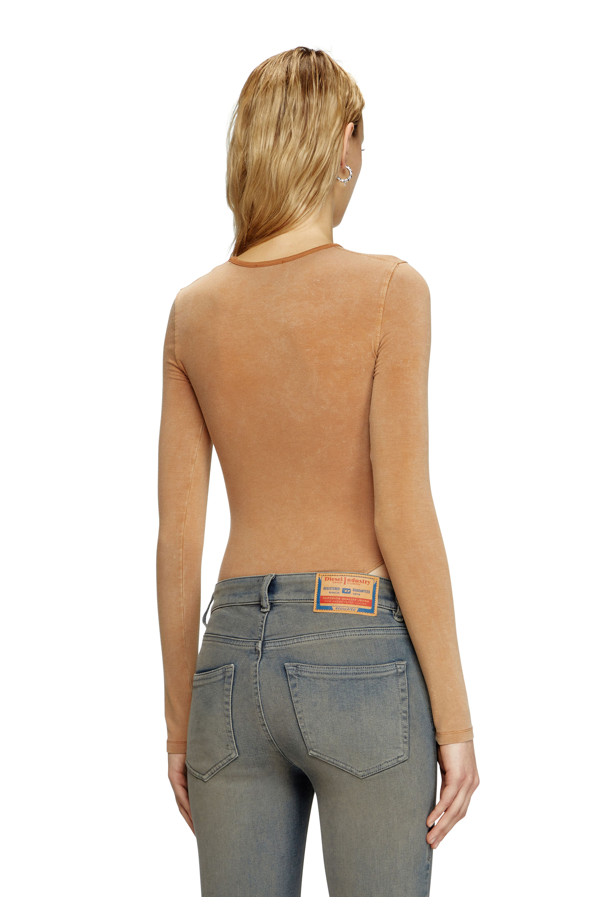 Diesel - T-FINNE-Q2, Female's Long sleeved bodysuit with bra detail in ブラウン - 4