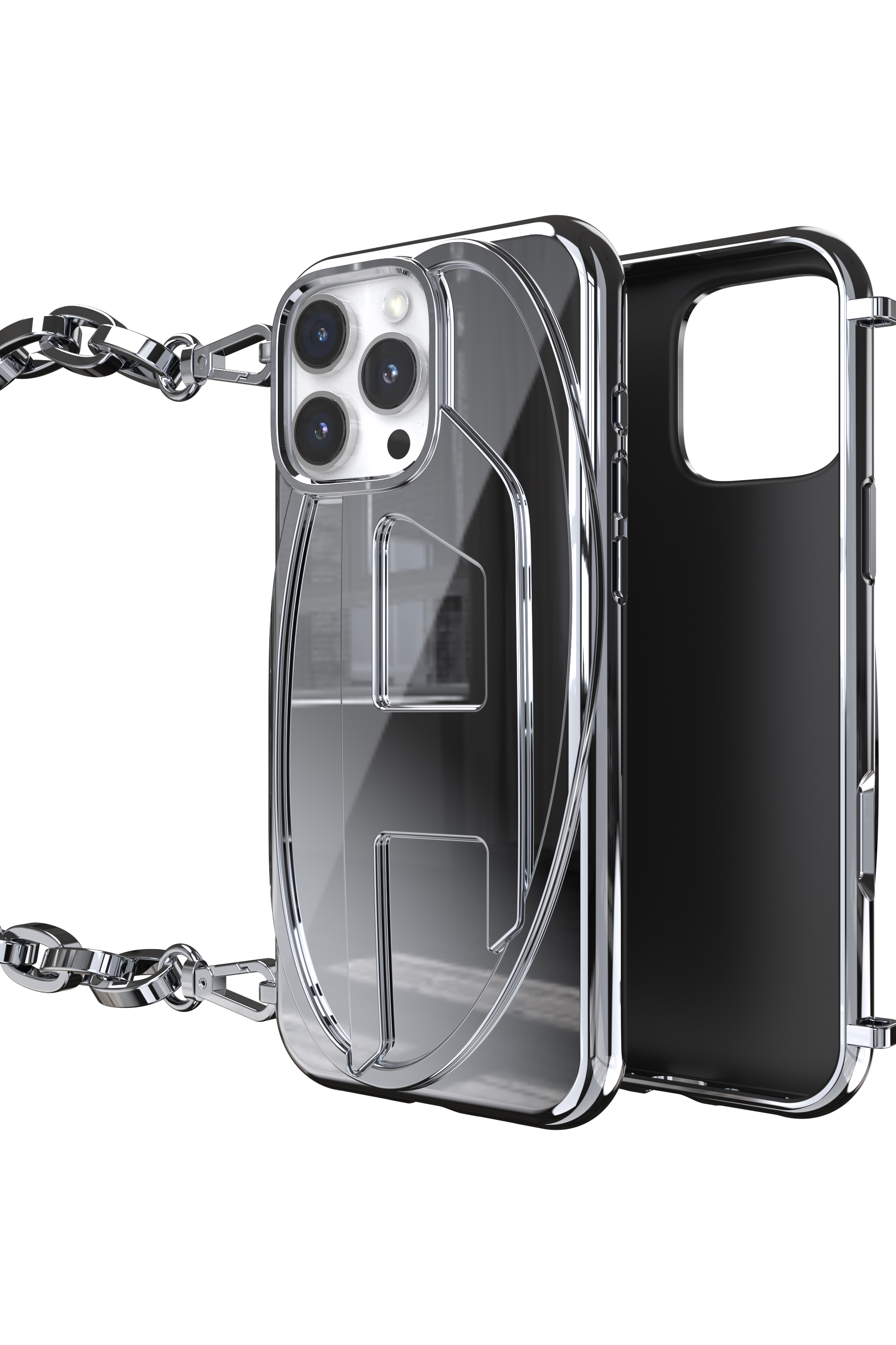Diesel - 60260 MOULDED CASE, Unisex's Oval D Chain Case iPhone 16 Pro Max in シルバー - 1