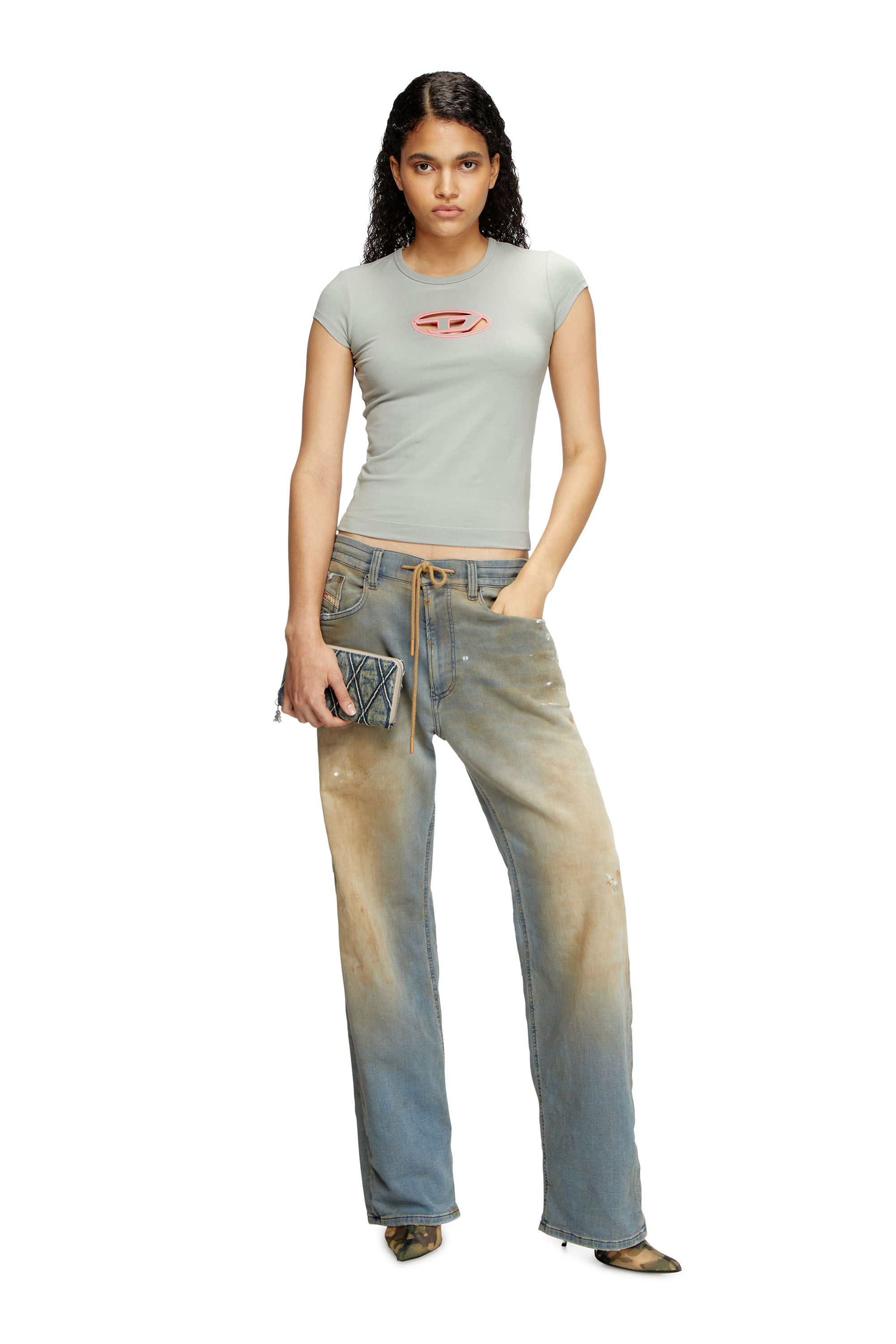 Diesel - T-ANGIE, Female's Tシャツ in ライトグレー - 1