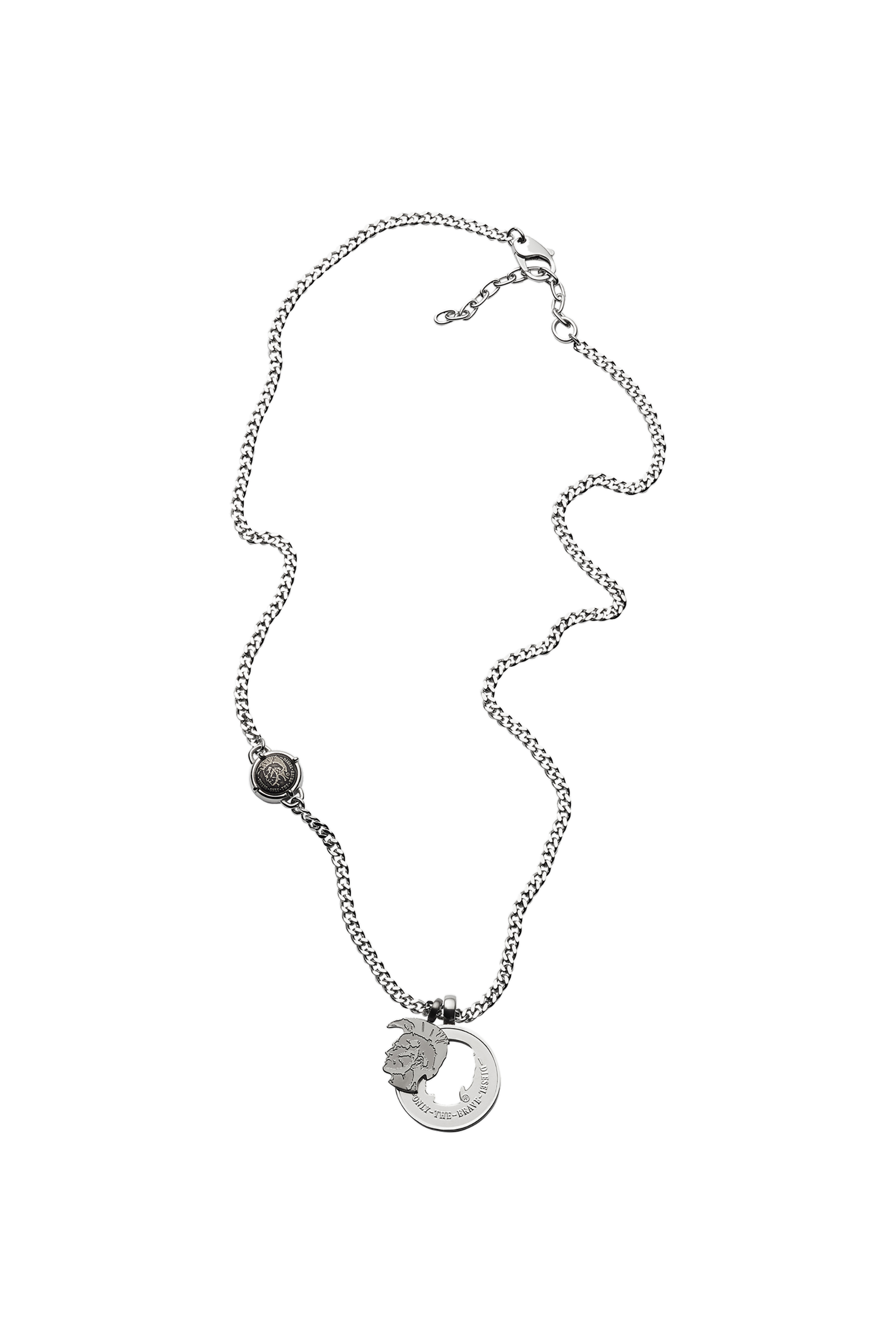 Diesel - DX1201, Male's Mohican head stainless steel double pendant necklace in シルバー - 1