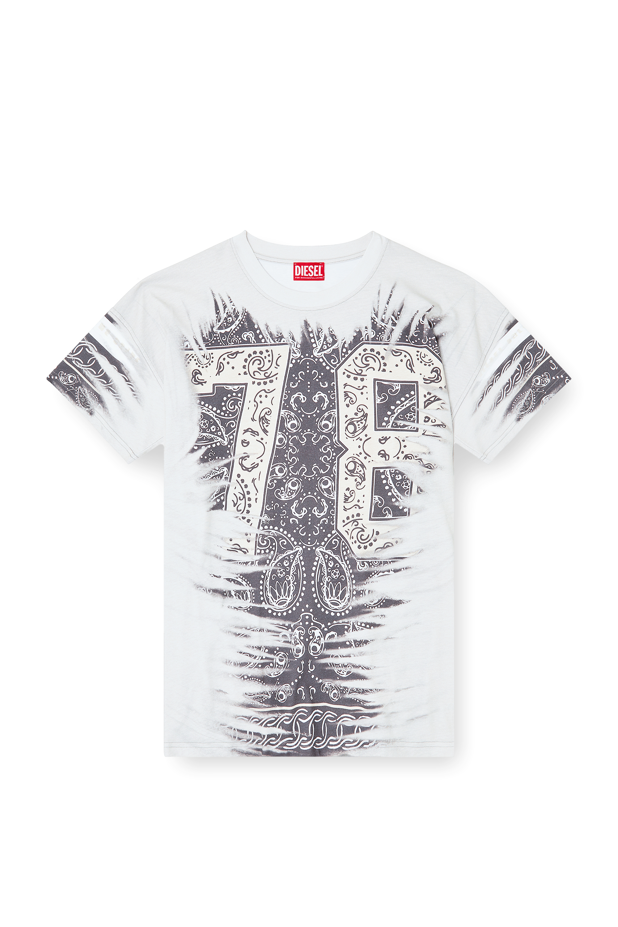 Diesel - T-BOXT-78-R1, Male's T-shirt with 78 bandana print in ホワイト - 2