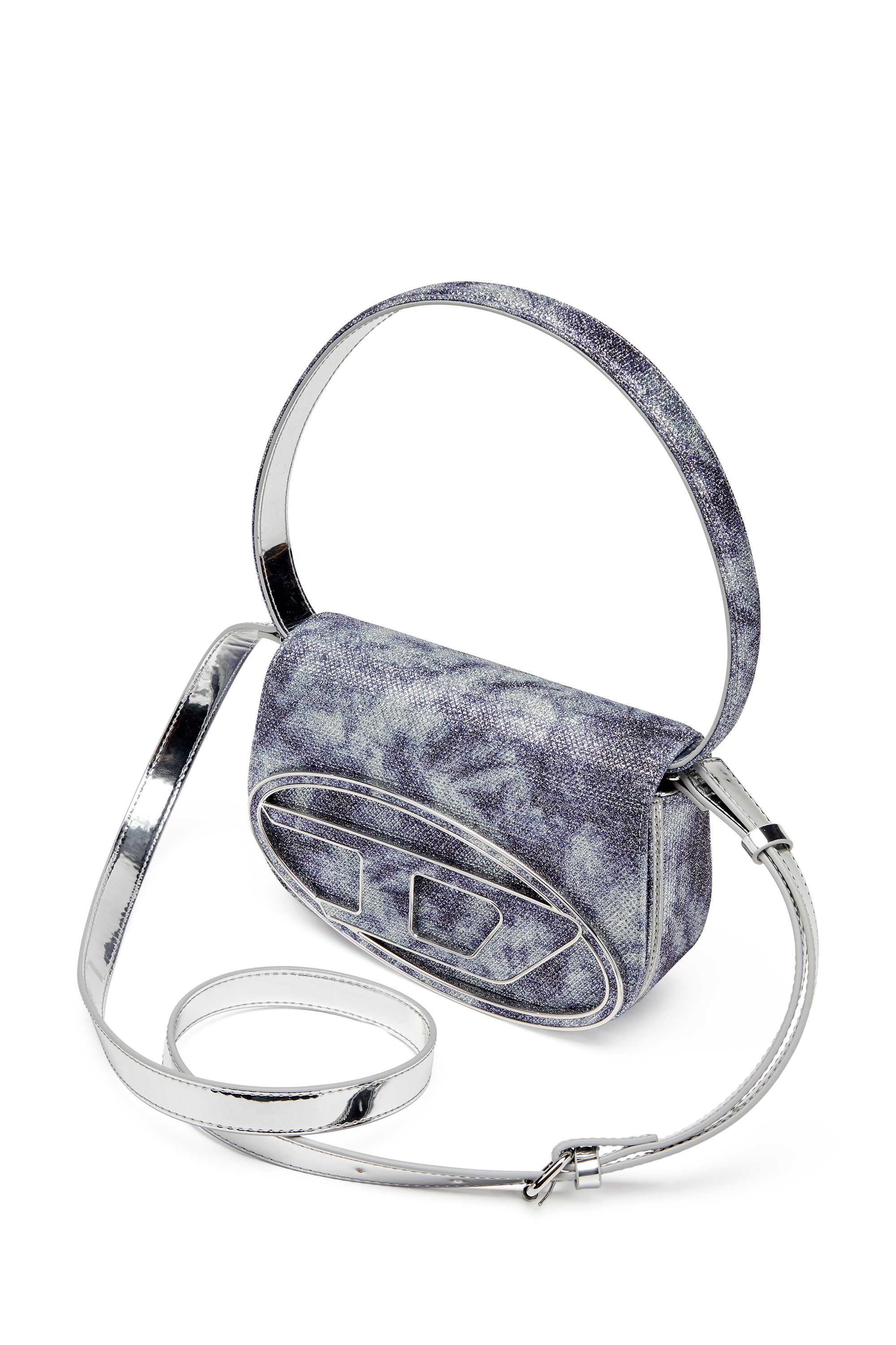 Diesel - 1DR, Female's 1DR-Iconic shoulder bag in shimmer fabric in ブルー - 5
