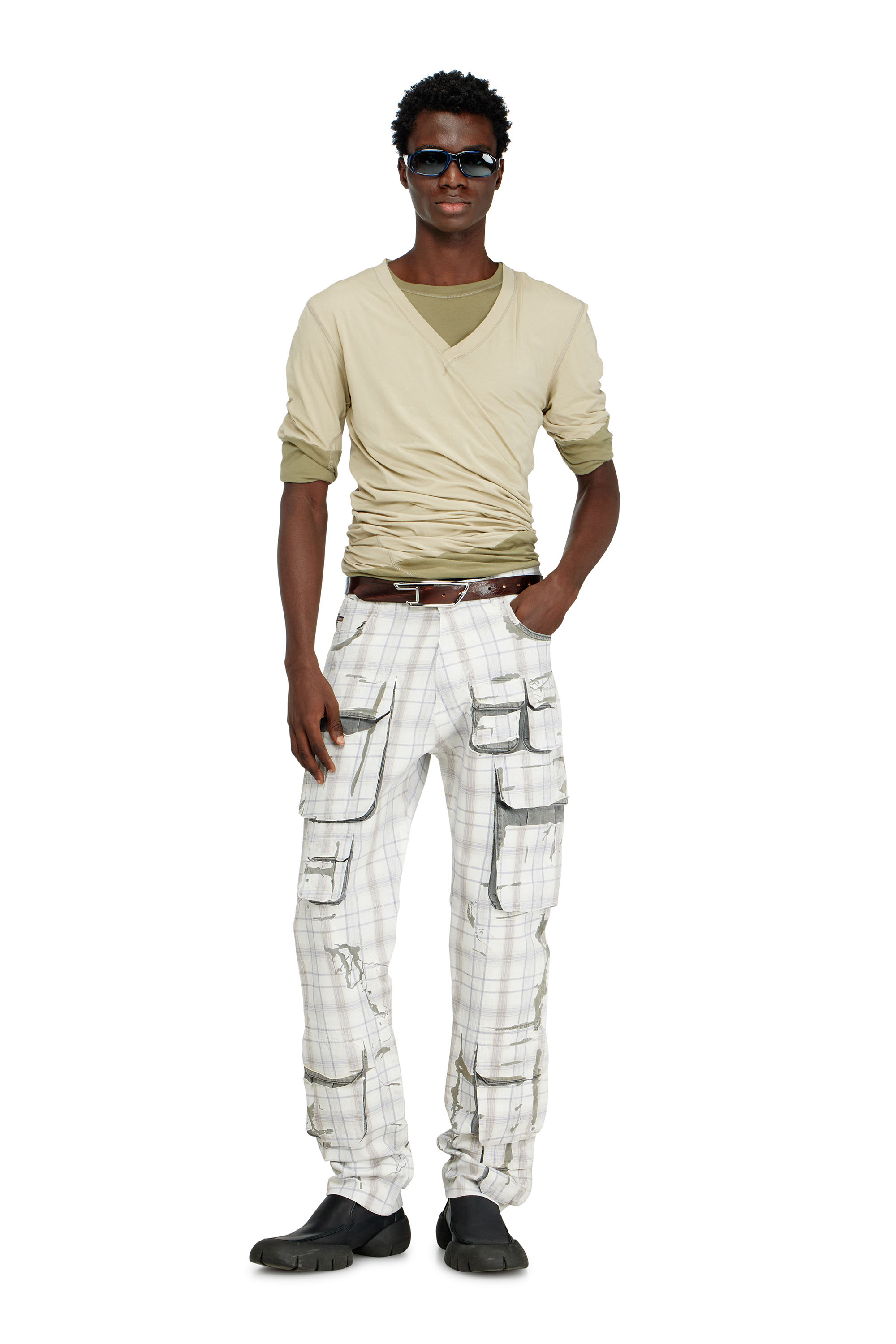 Diesel - T-MOODY-PLAIN, Male's Twisted double-layer top in グリーン - 1