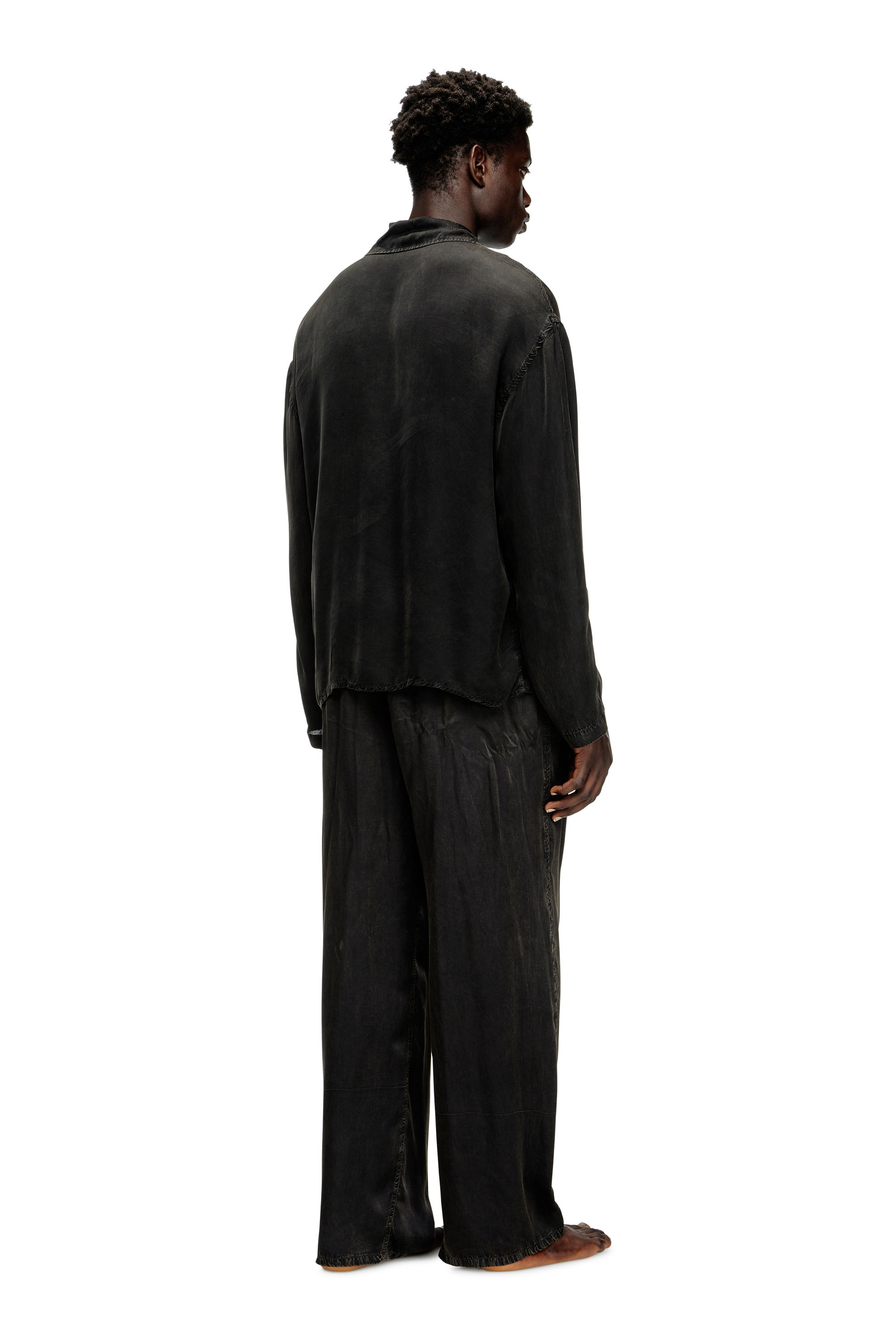 Diesel - SET-KEITH-DNM, Unisex's Fluid pyjamas with denim effect in ブラック - 3