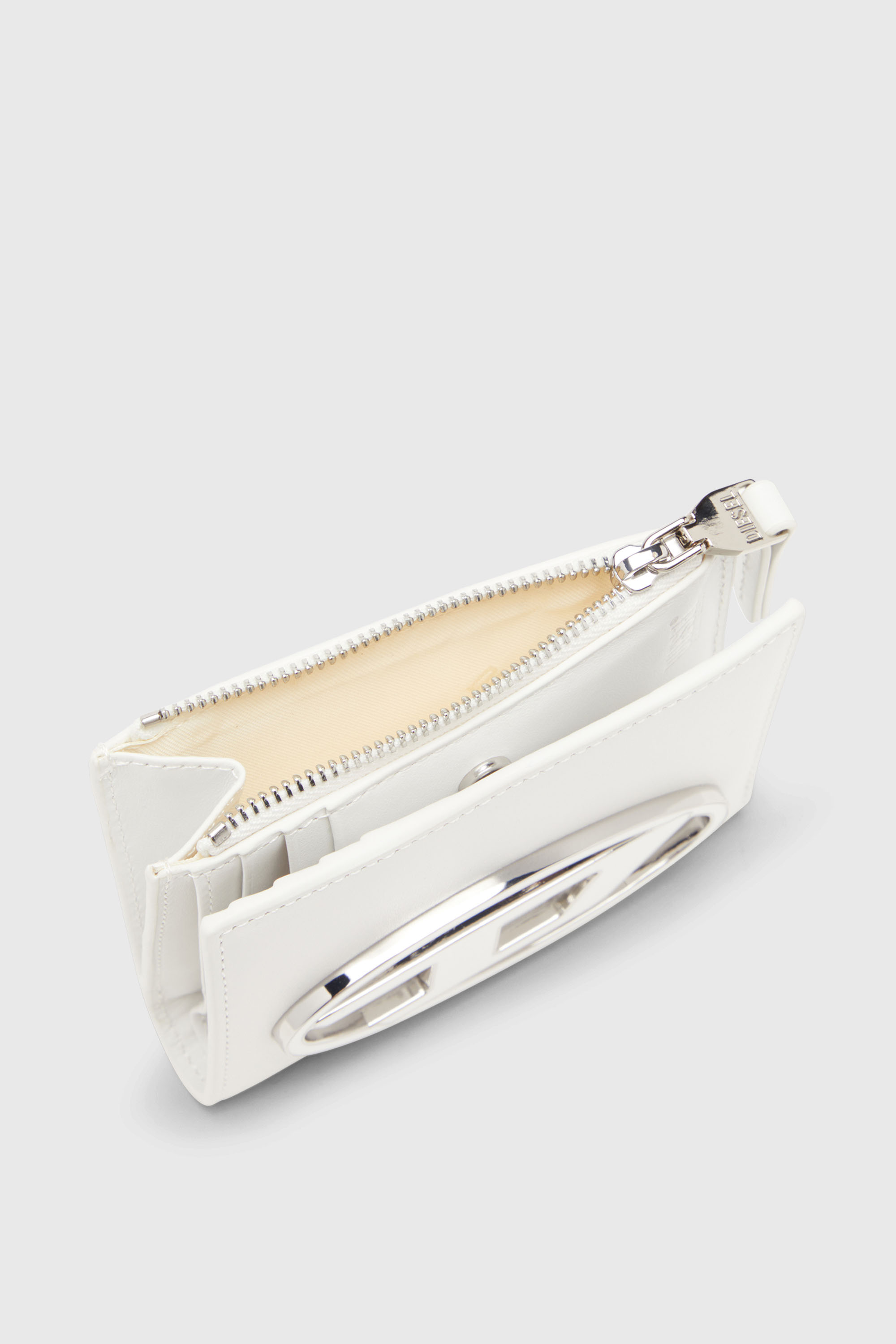 Diesel - 1DR BI-FOLD ZIP II, Female's Small leather wallet with logo plaque in ホワイト - 4