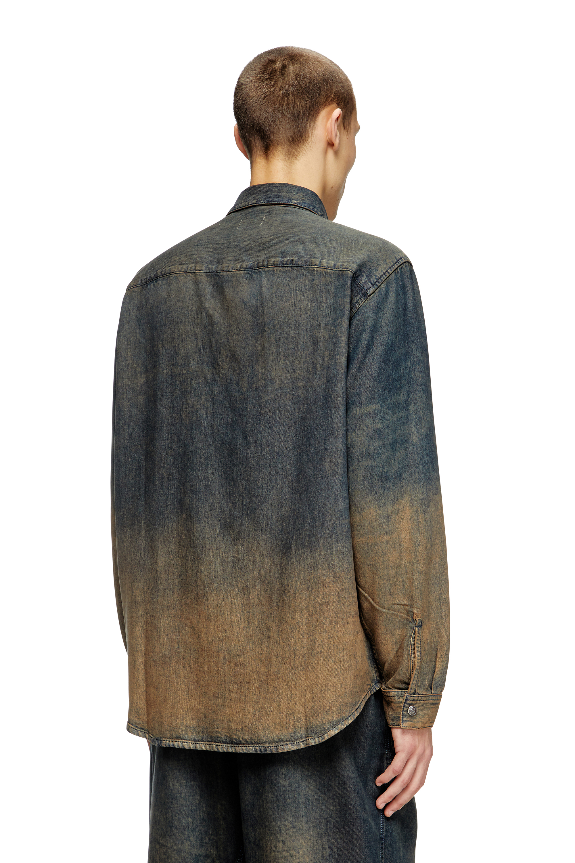Diesel - D-SIMPLY-S8, Male's Shirt in fluid shaded denim in ダークブルー - 4