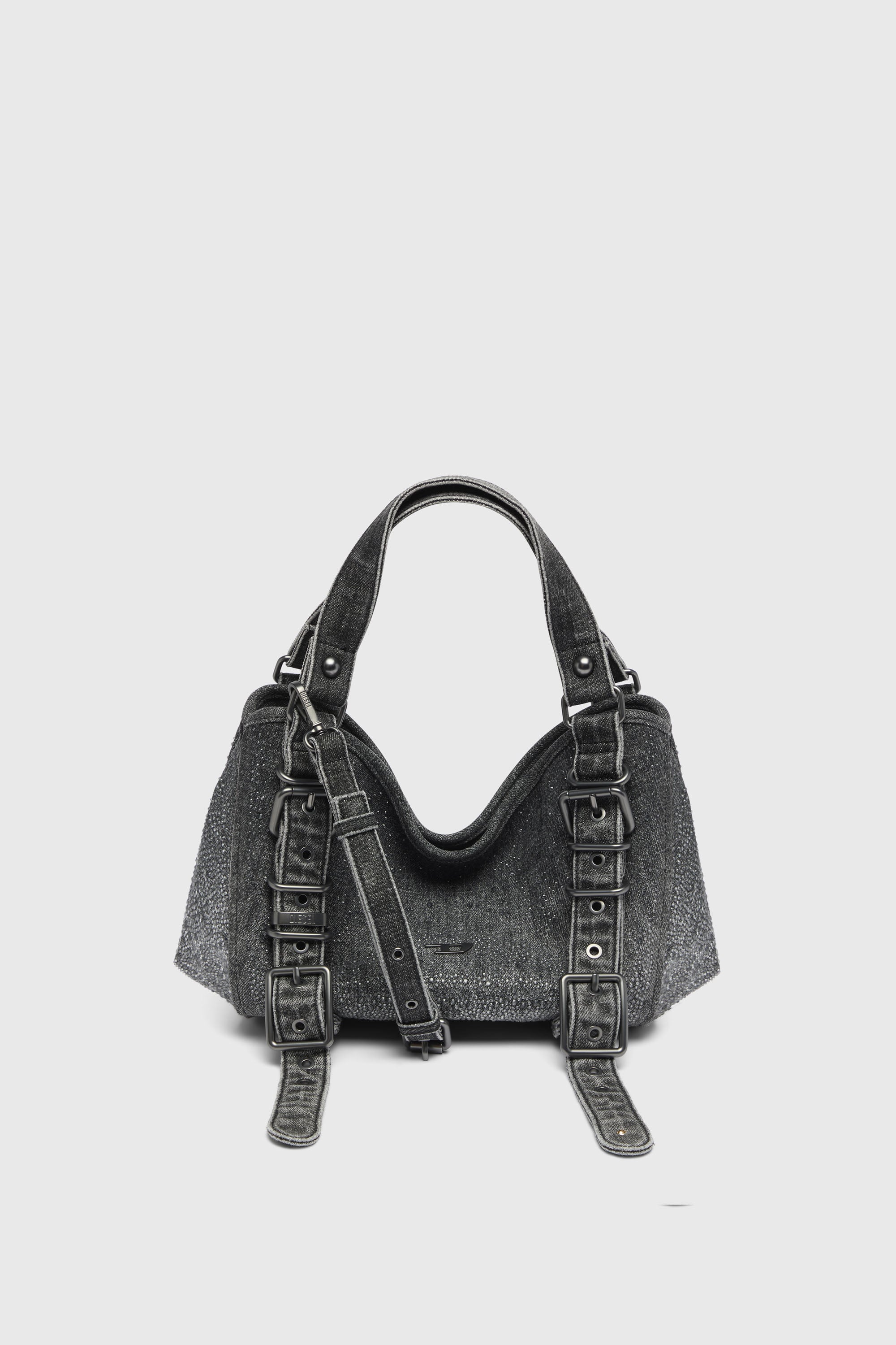 Diesel - D-ONE TOPHANDLE S, Female's D-One-Small top-handle bag in crystal solarised denim in ブラック - 1
