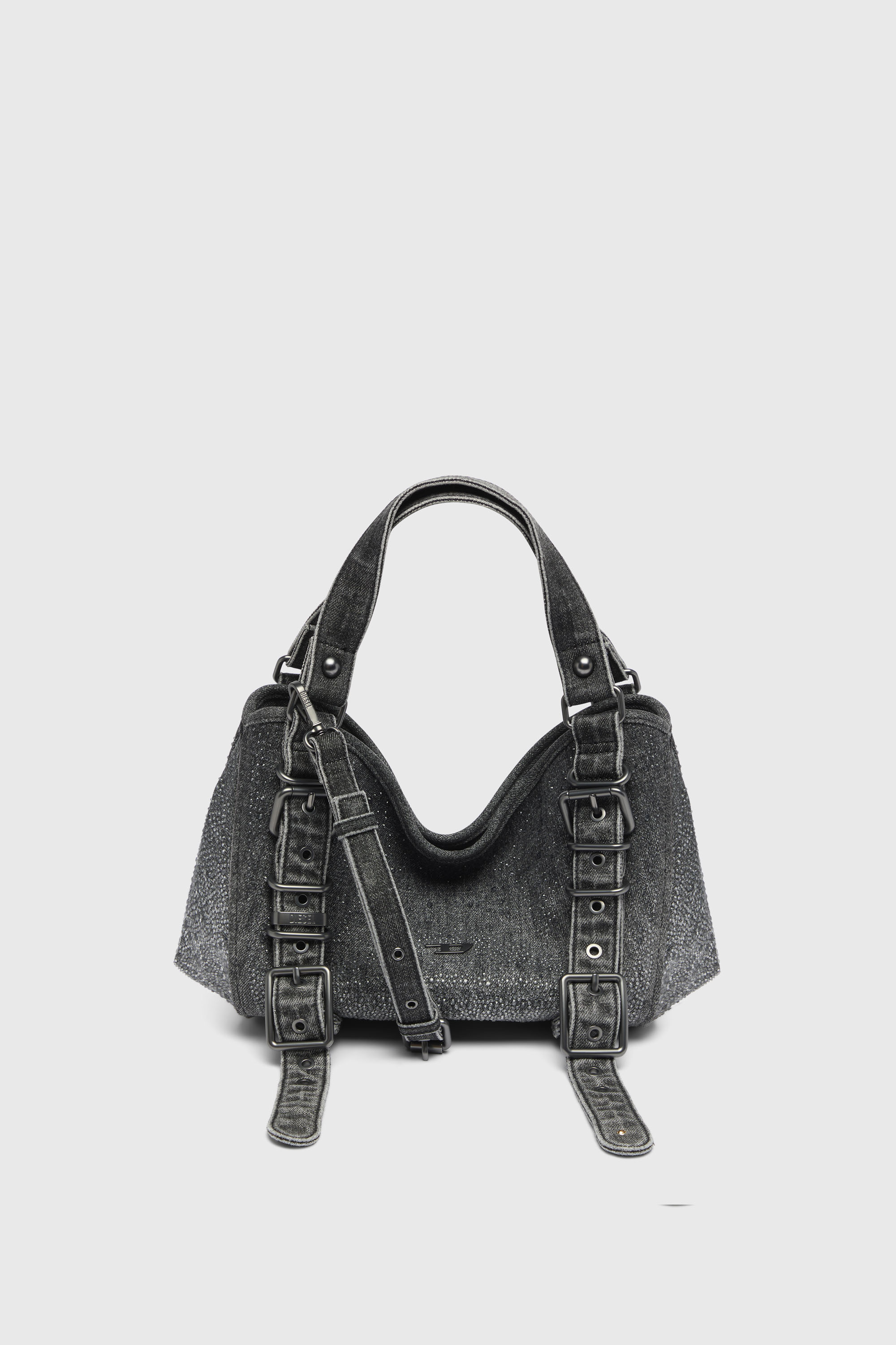 Diesel - D-ONE TOPHANDLE S, Female's D-One-Small top-handle bag in crystal solarised denim in ブラック - 1