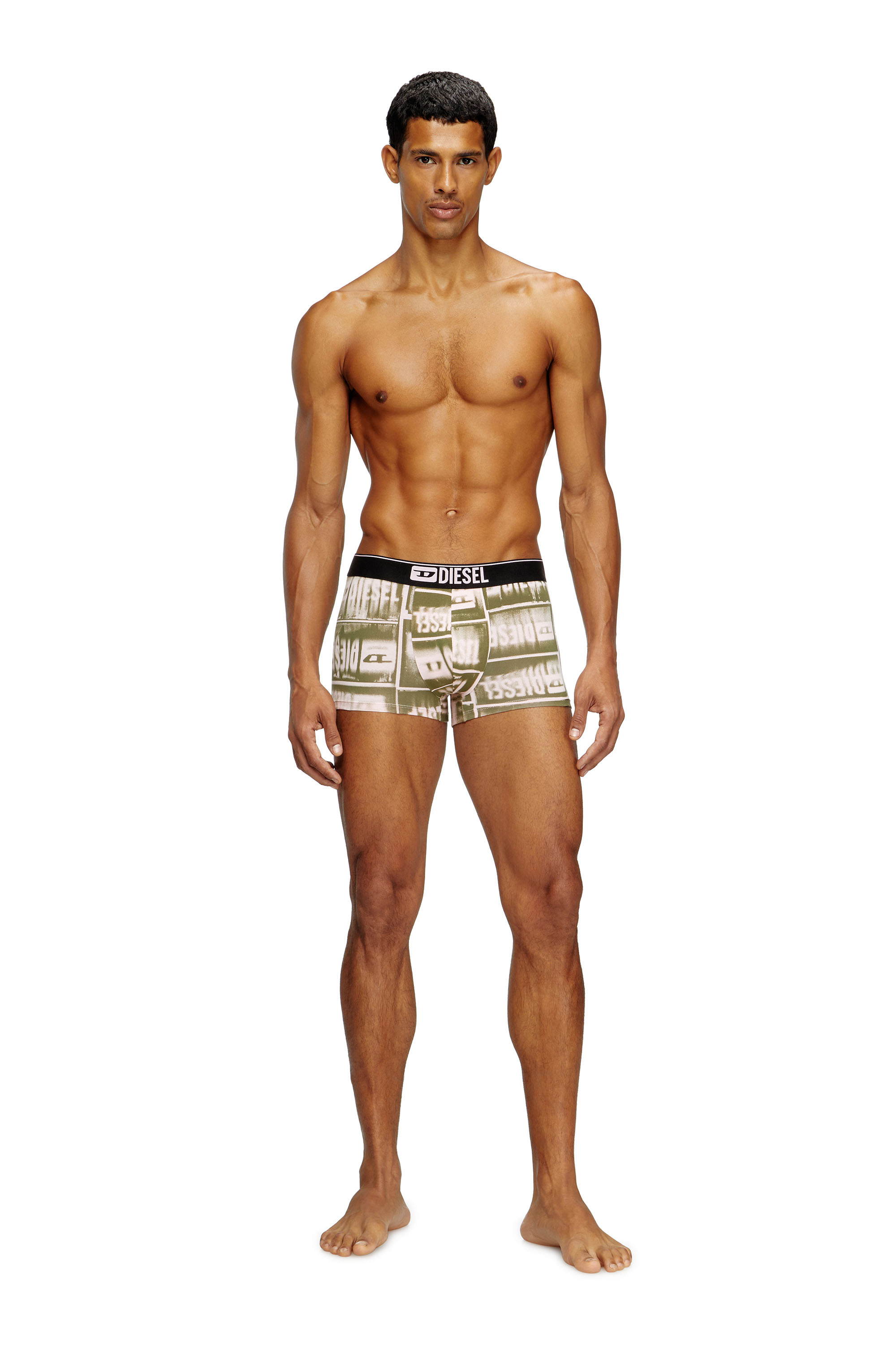 Diesel - DAMIEN-D-BOX, Male's Boxer briefs with faded logo print in グリーン - 1