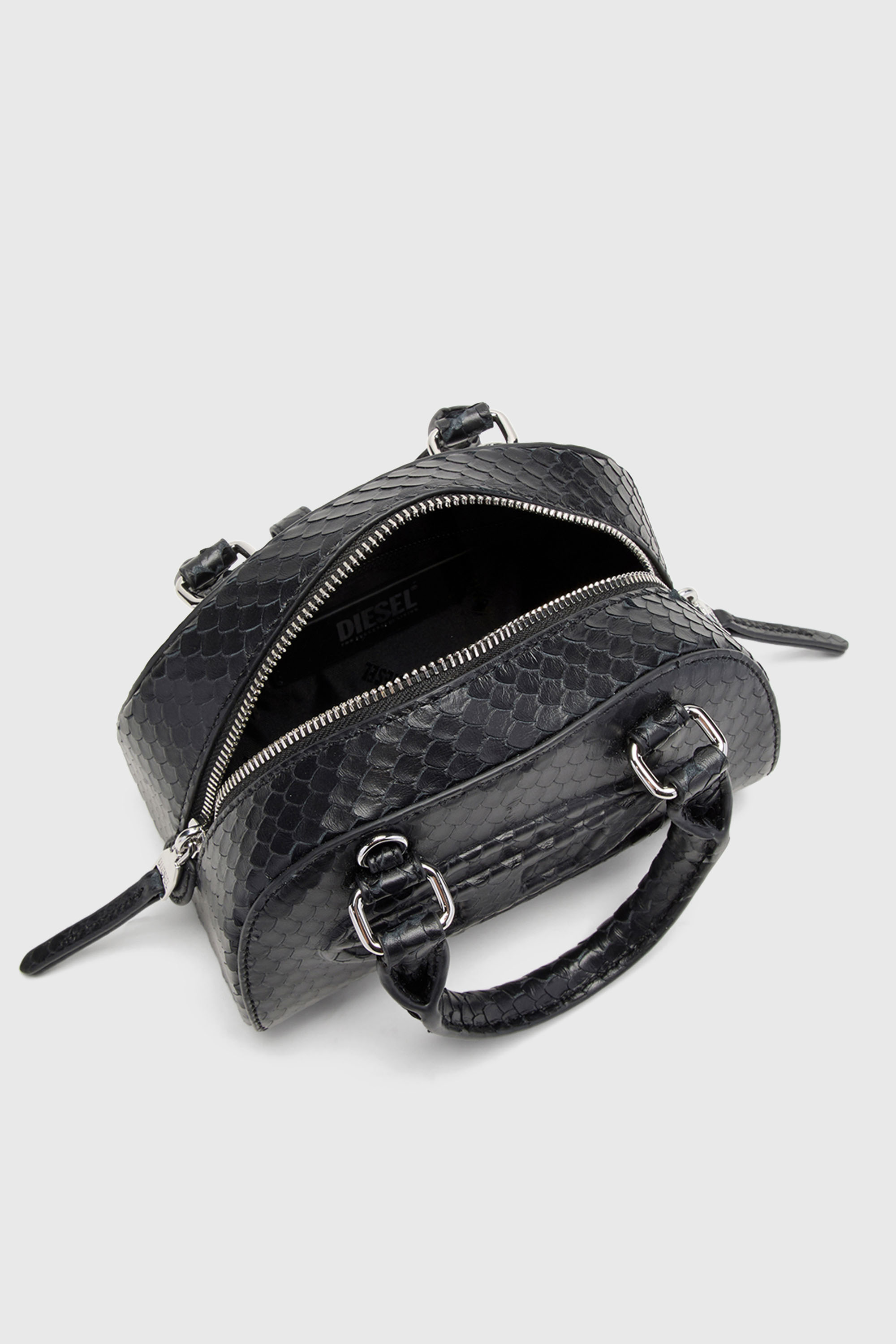 Diesel - 1DR DOME CROSSBODY, Female's 1DR Dome-Small bowling bag in snake-effect leather in ブラック - 6