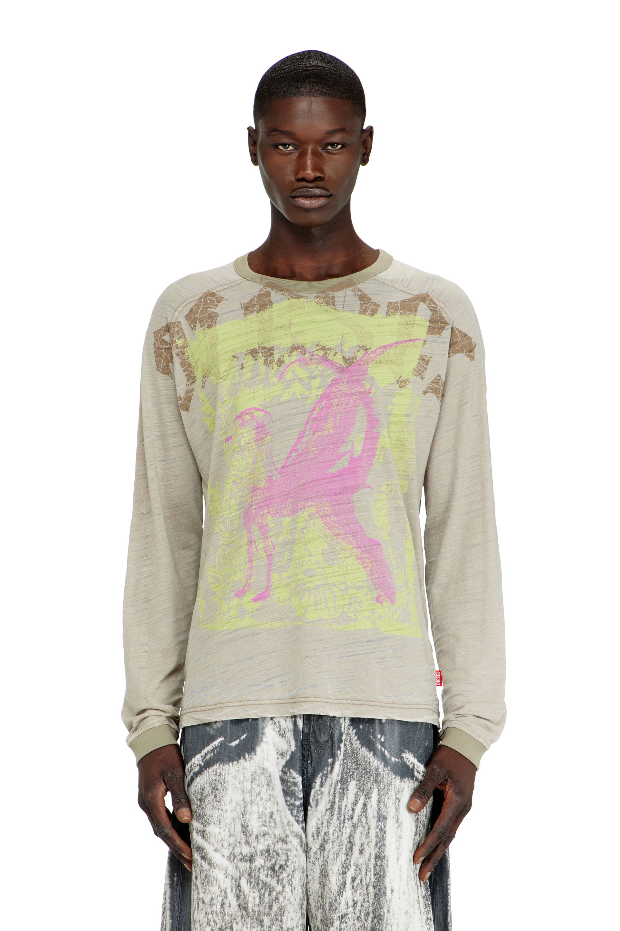 Diesel - T-JORI, Male's Long-sleeve T-shirt in printed jersey in null - 1