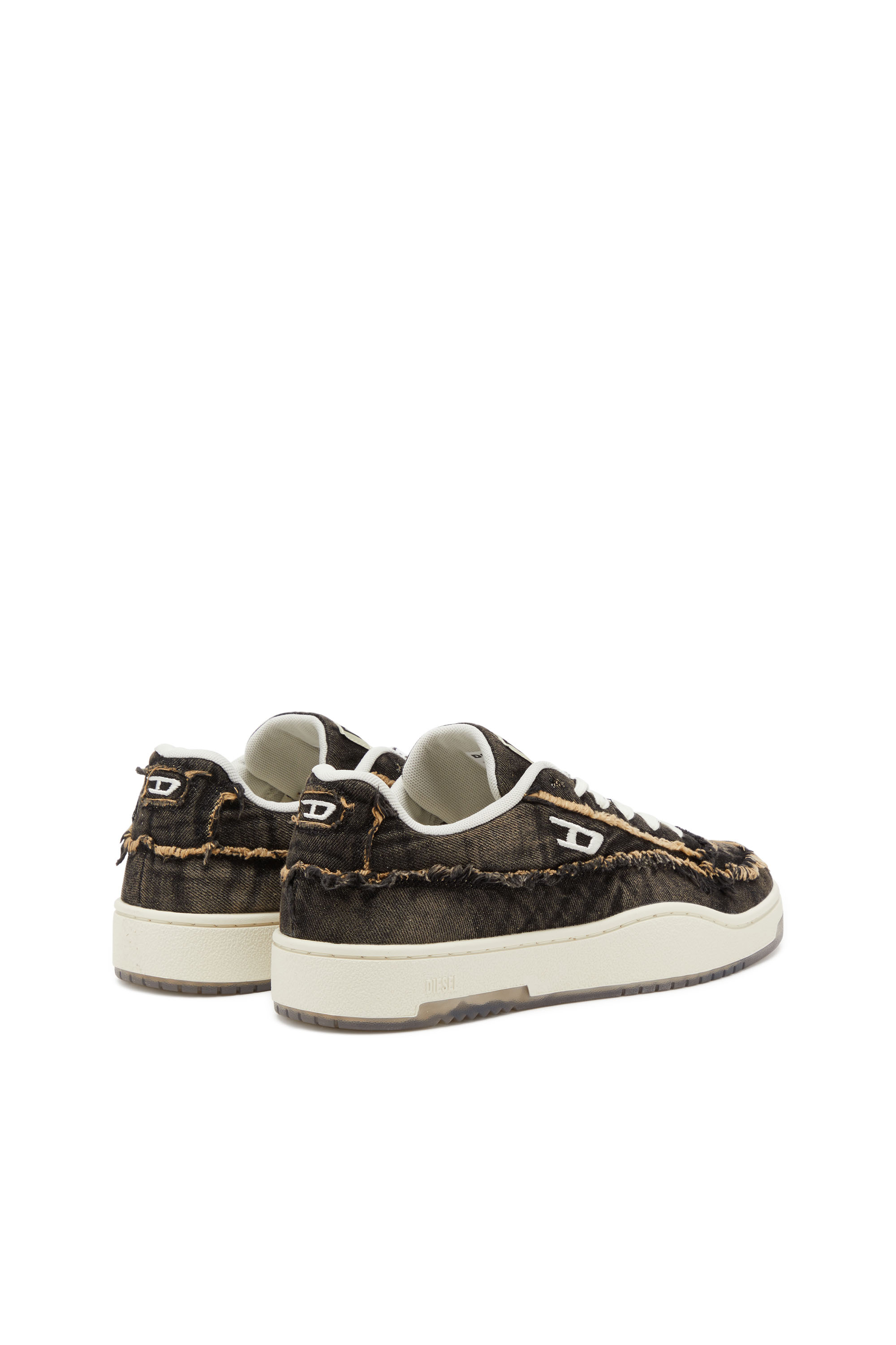 Diesel - S-TRACKER-D LOW, Male's S-Tracker-D-Frayed denim sneakers with transparent sole in ブラック - 3