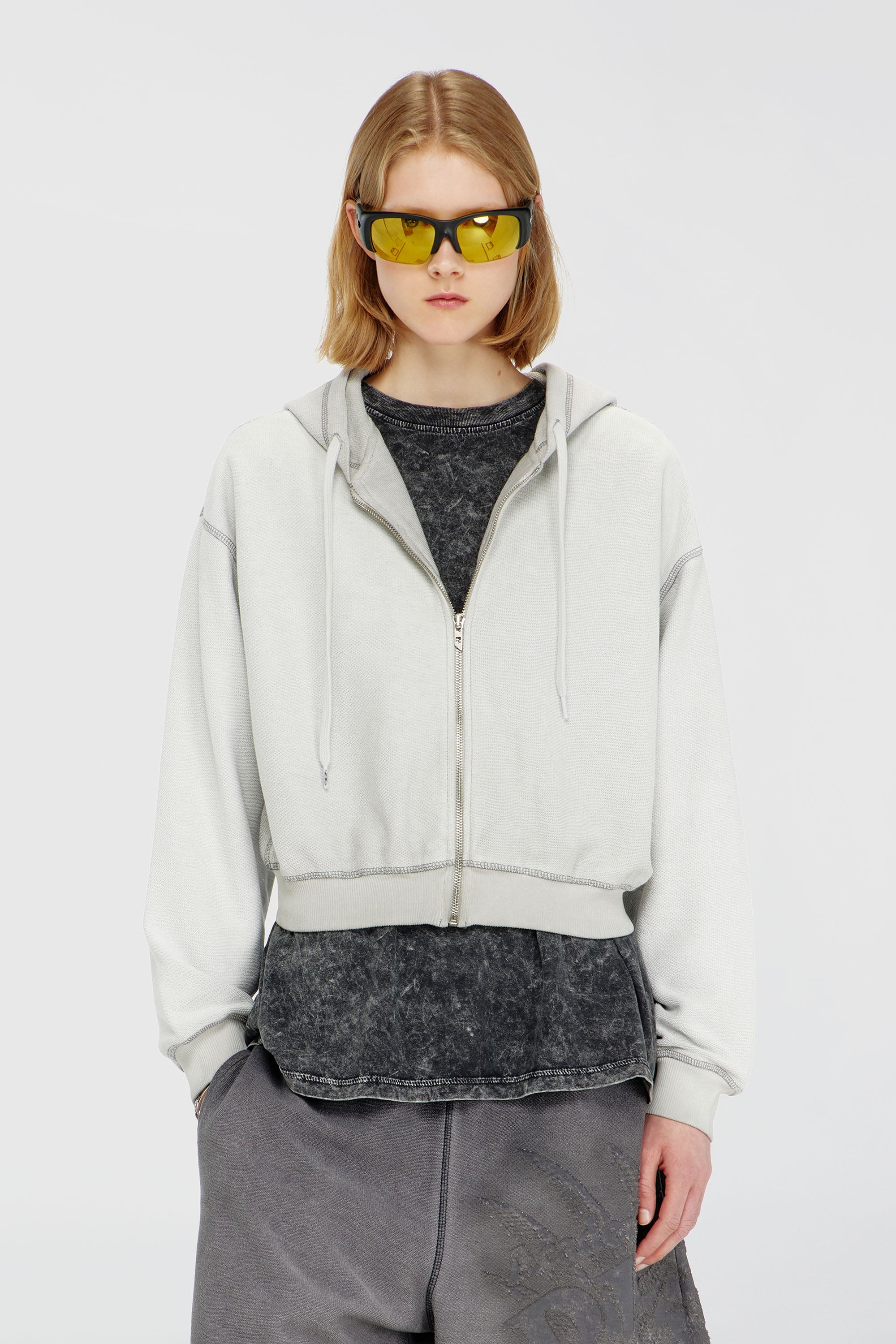 Diesel - F-SUNNY-HOOD-ZIP, Female's ジップアップパーカー in ライトグレー - 1