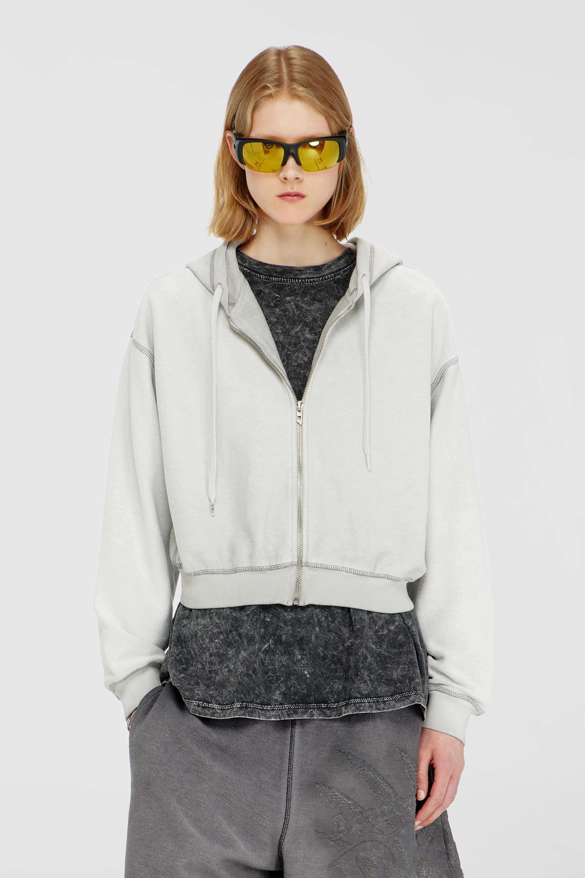 Diesel - F-SUNNY-HOOD-ZIP, Female's ジップアップパーカー in ライトグレー - 3