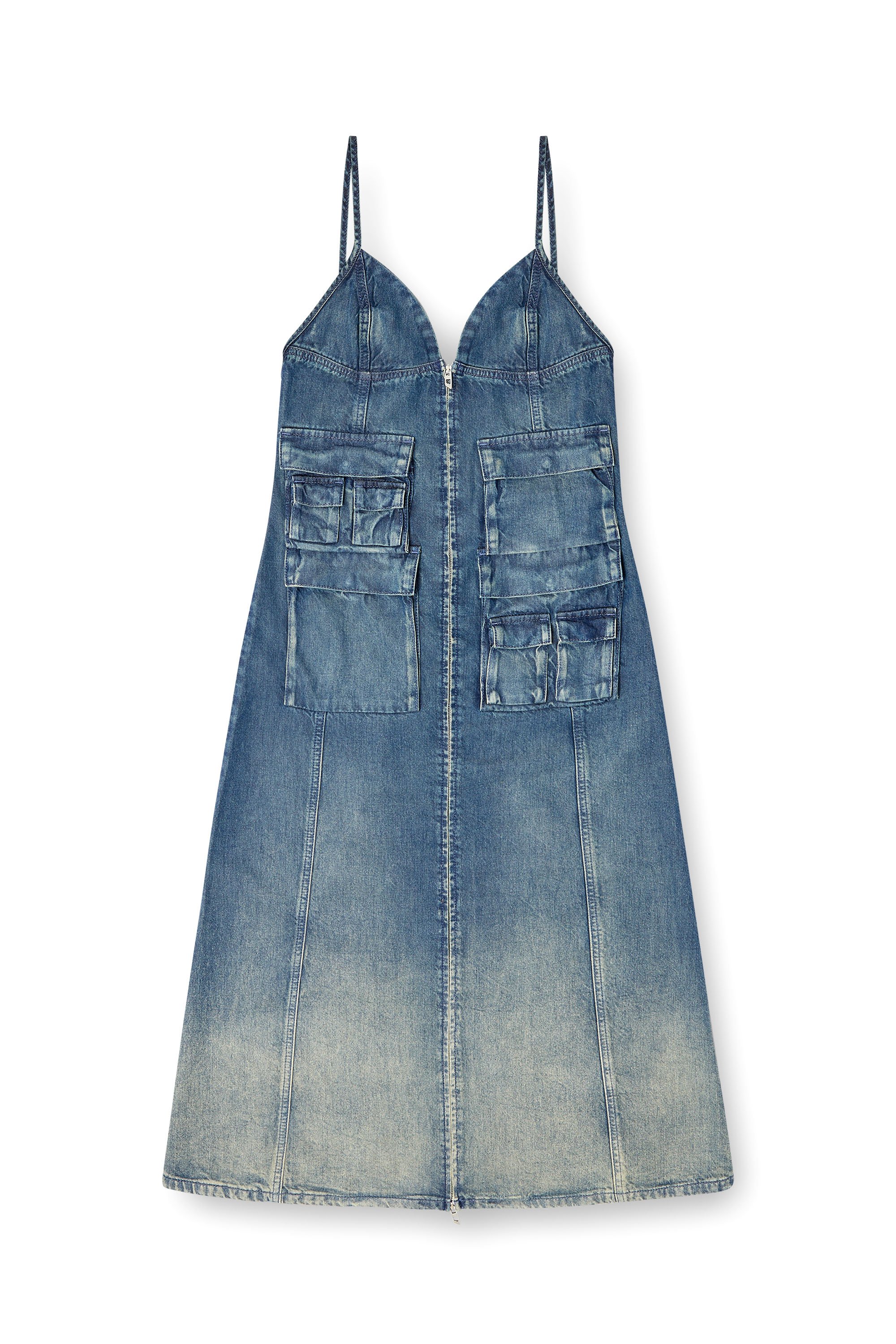 Diesel - DE-MELVI-S, Female's Dress in fluid laser-worn denim in ミディアムブルー - 3