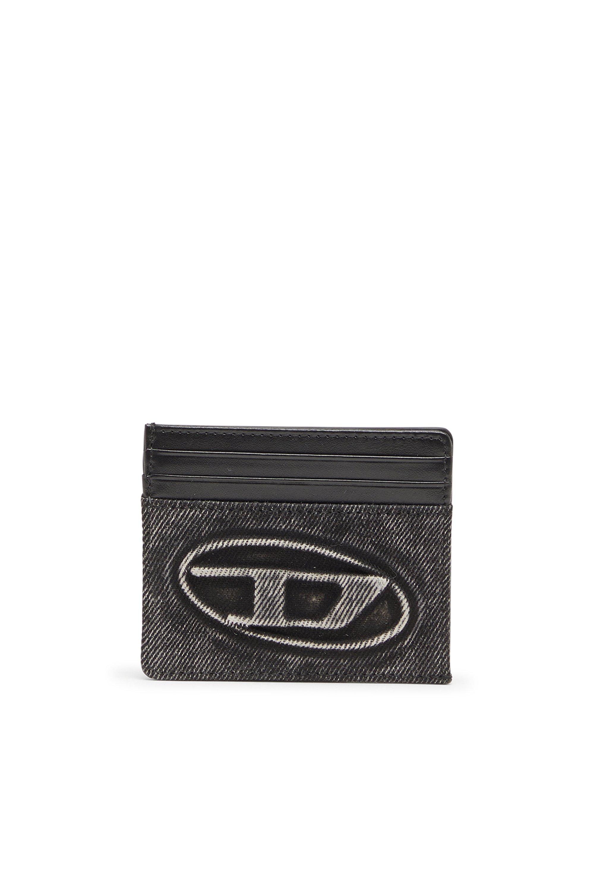 Diesel - 1DR CARD CASE, Unisex's Card holder in washed cotton and leather in ダークグレー - 1