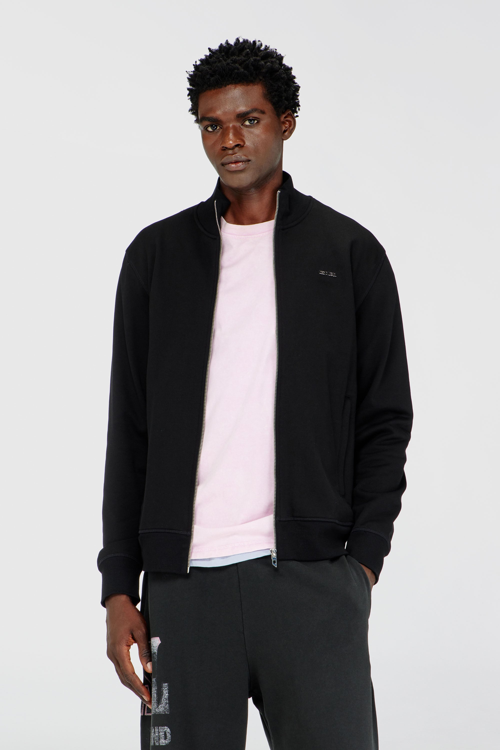 Diesel - S-LOCK-MET, Male's ジップアップスウェット in ブラック - 1