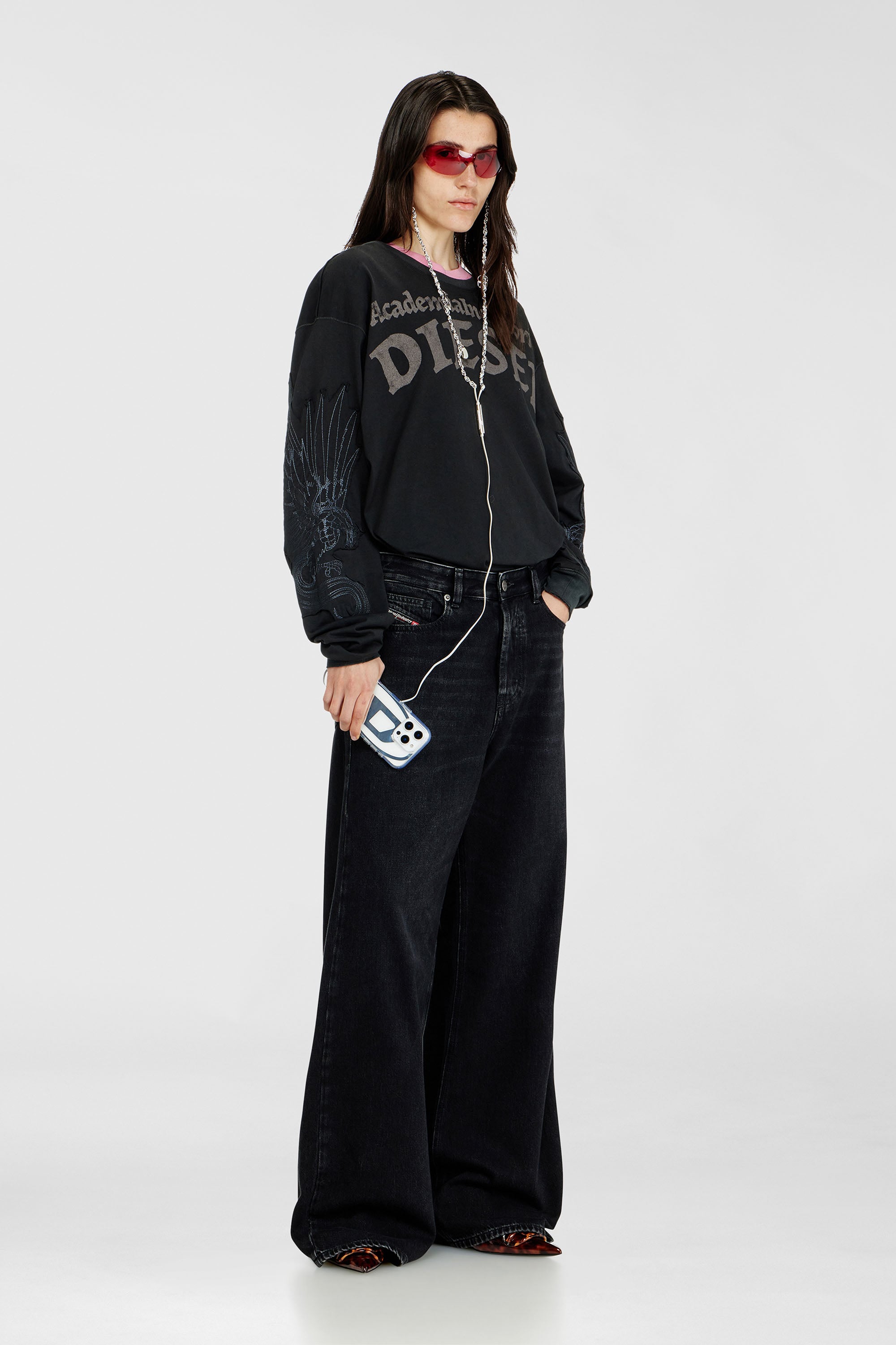 Diesel - Unisex's Relaxed Jeans 1996 D-Sire 09P09, ブラック/ダークグレー - 1