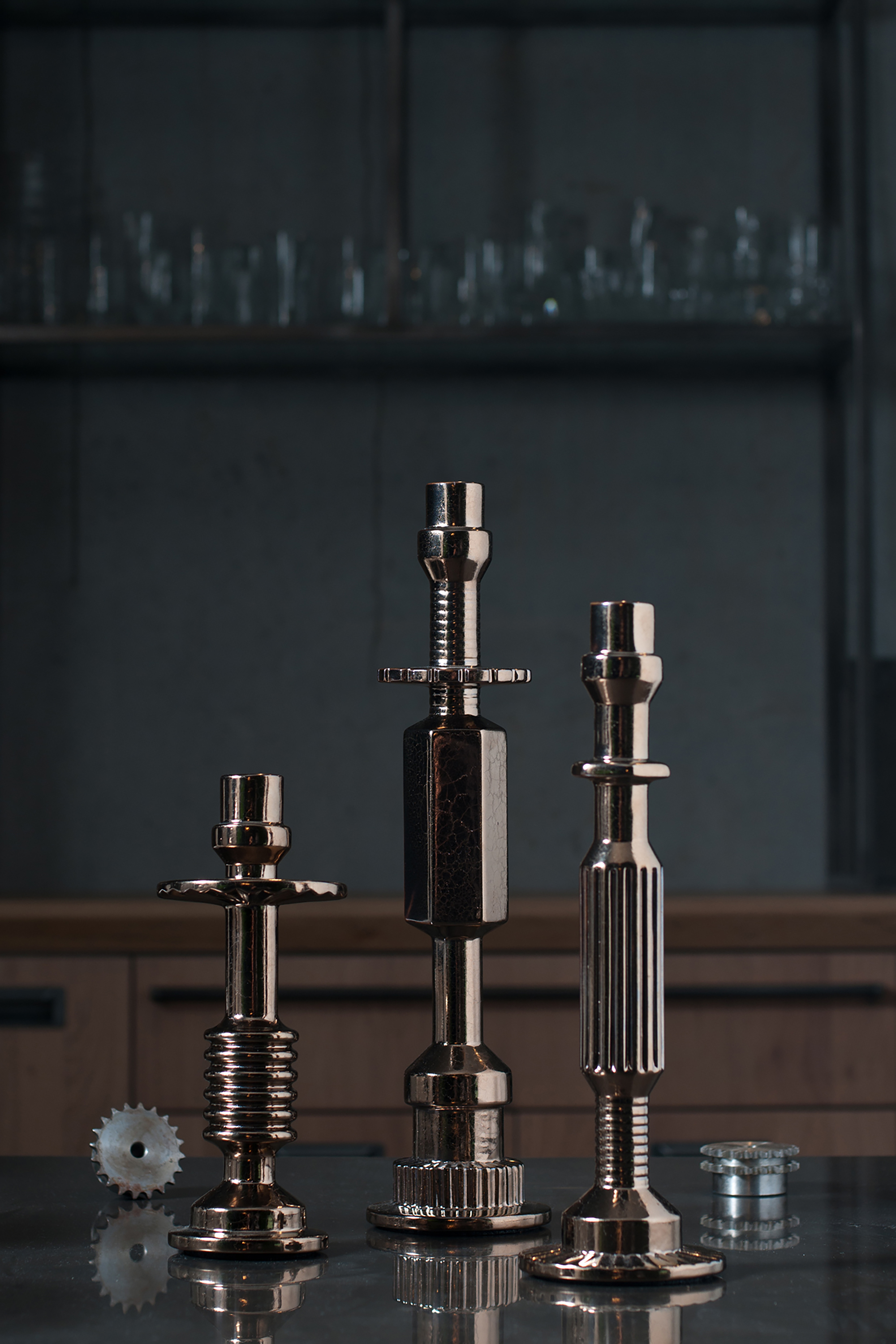 Diesel - 10954 TRANSMISSION, Unisex's Bronze small porcelain candleholder in ブロンズ - 3