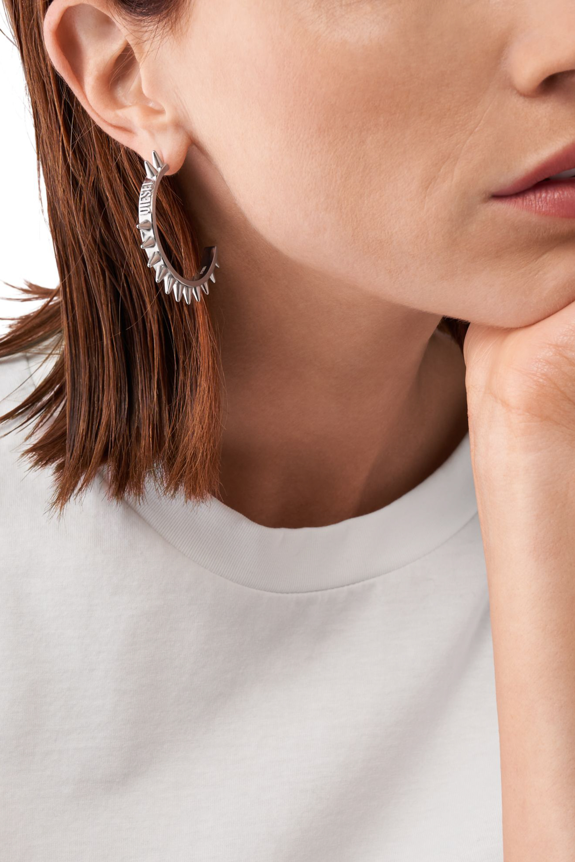 Diesel - DX1451, Unisex's Stainless Steel Hoop Earrings in シルバー - 3