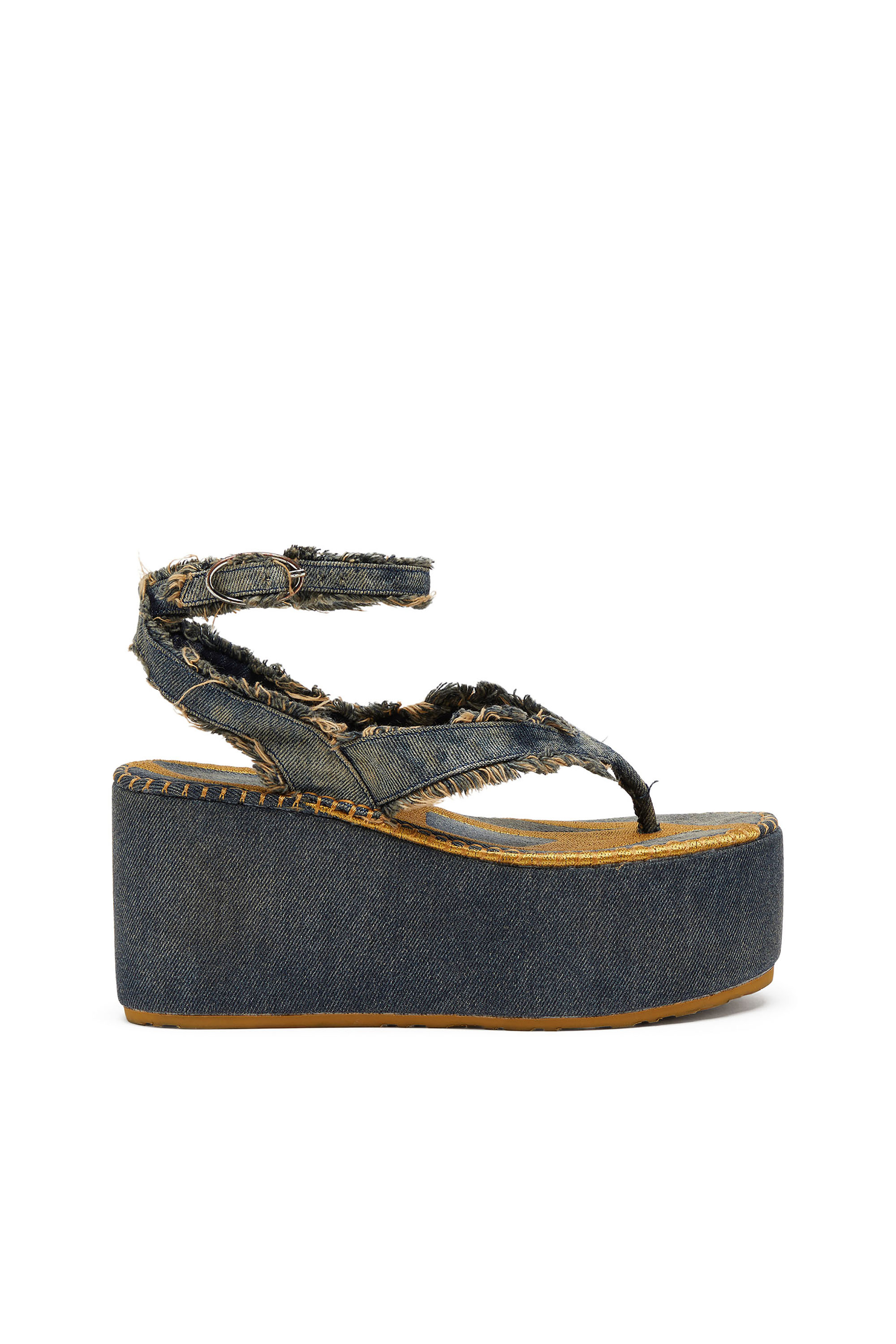 Diesel - SA-NIKOLA SANDAL, Female's Sa-Nikola - Sandal in denim with frayed details in ブルー/グレー - 2