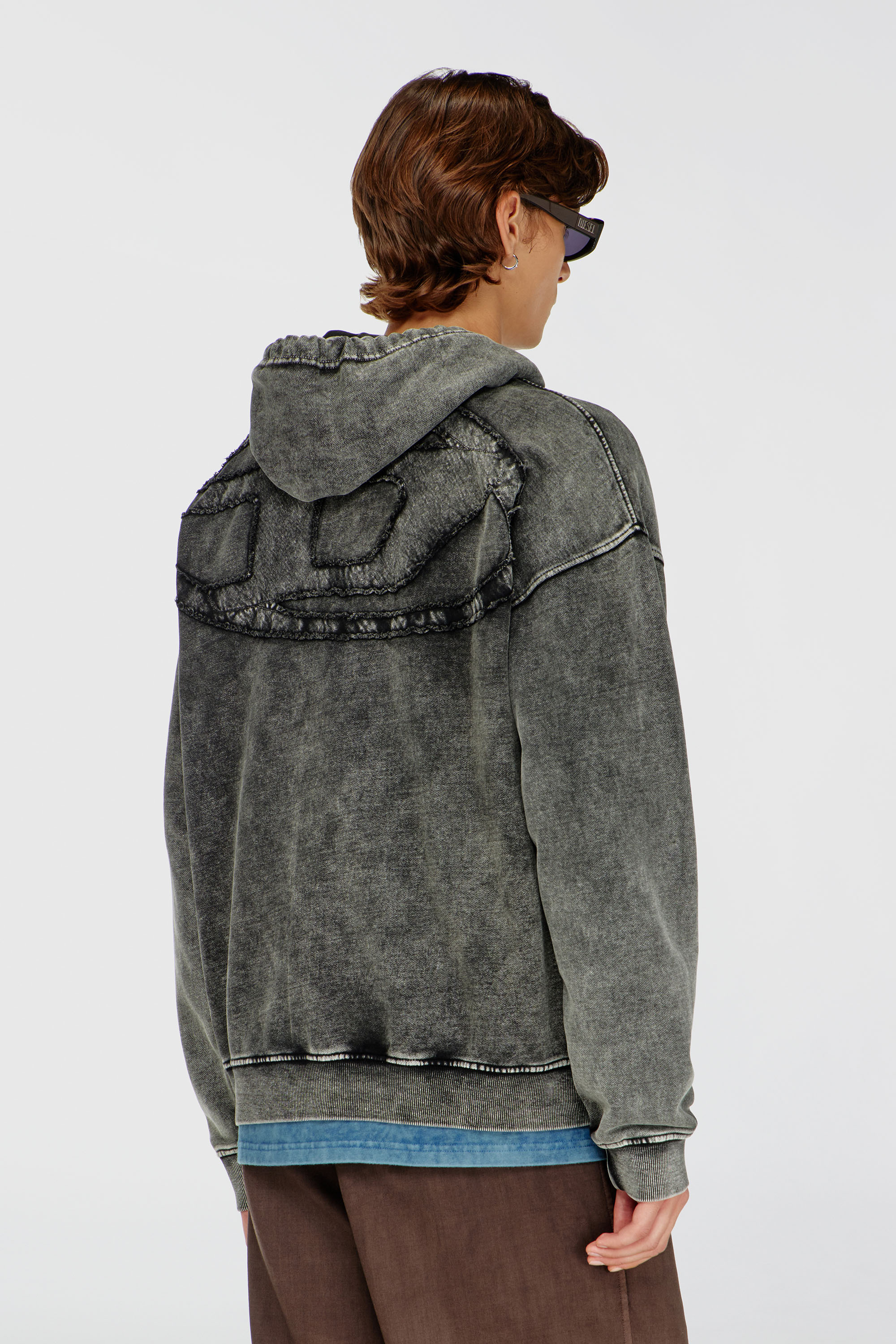 Diesel - S-BOXT-HOOD-ZIP-DEN, Male's ジップアップパーカー in グレー - 4