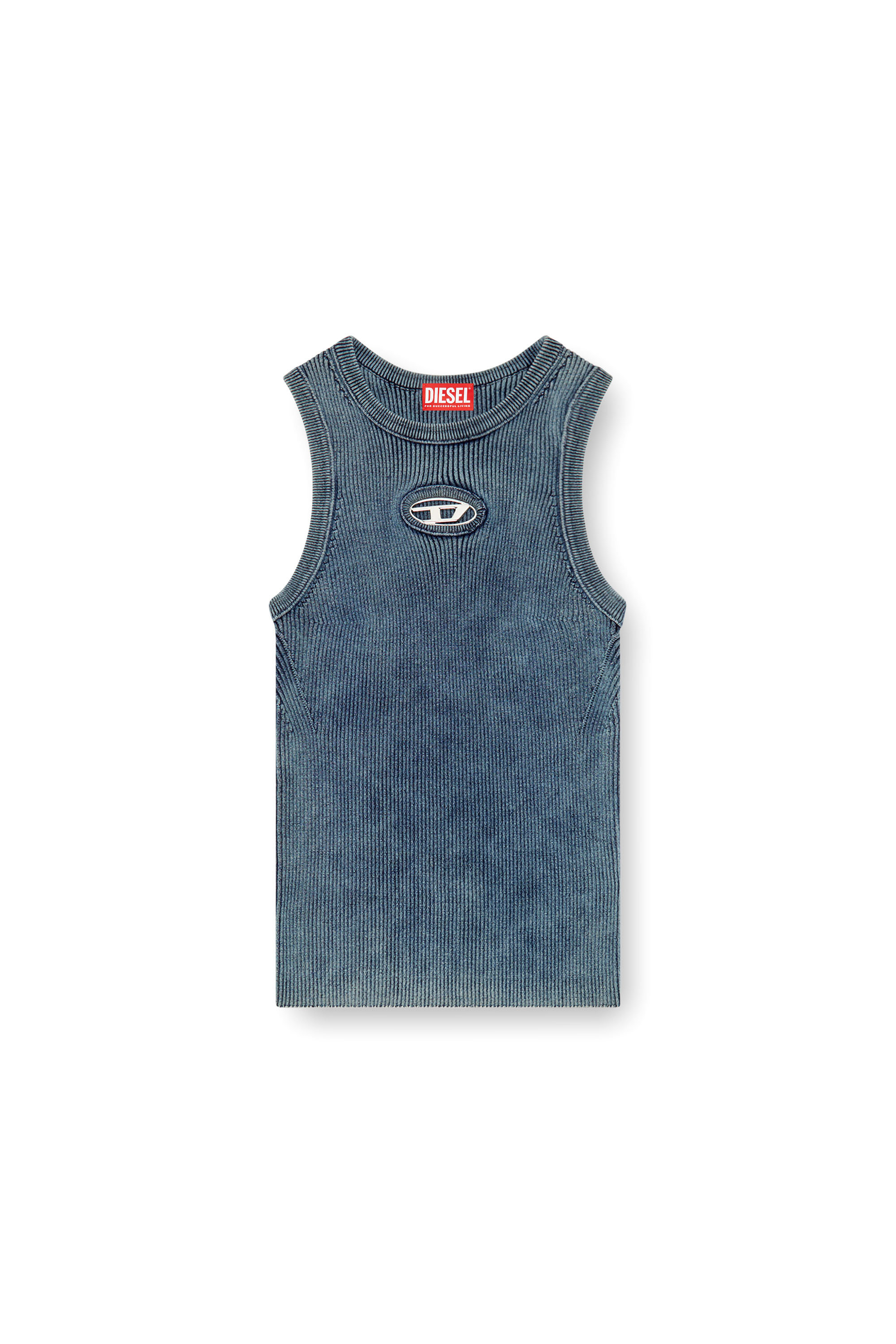 Diesel - M-ANCHOR-A-SL, Female's Rib-knit tank top with Oval D in ダークブルー - 3