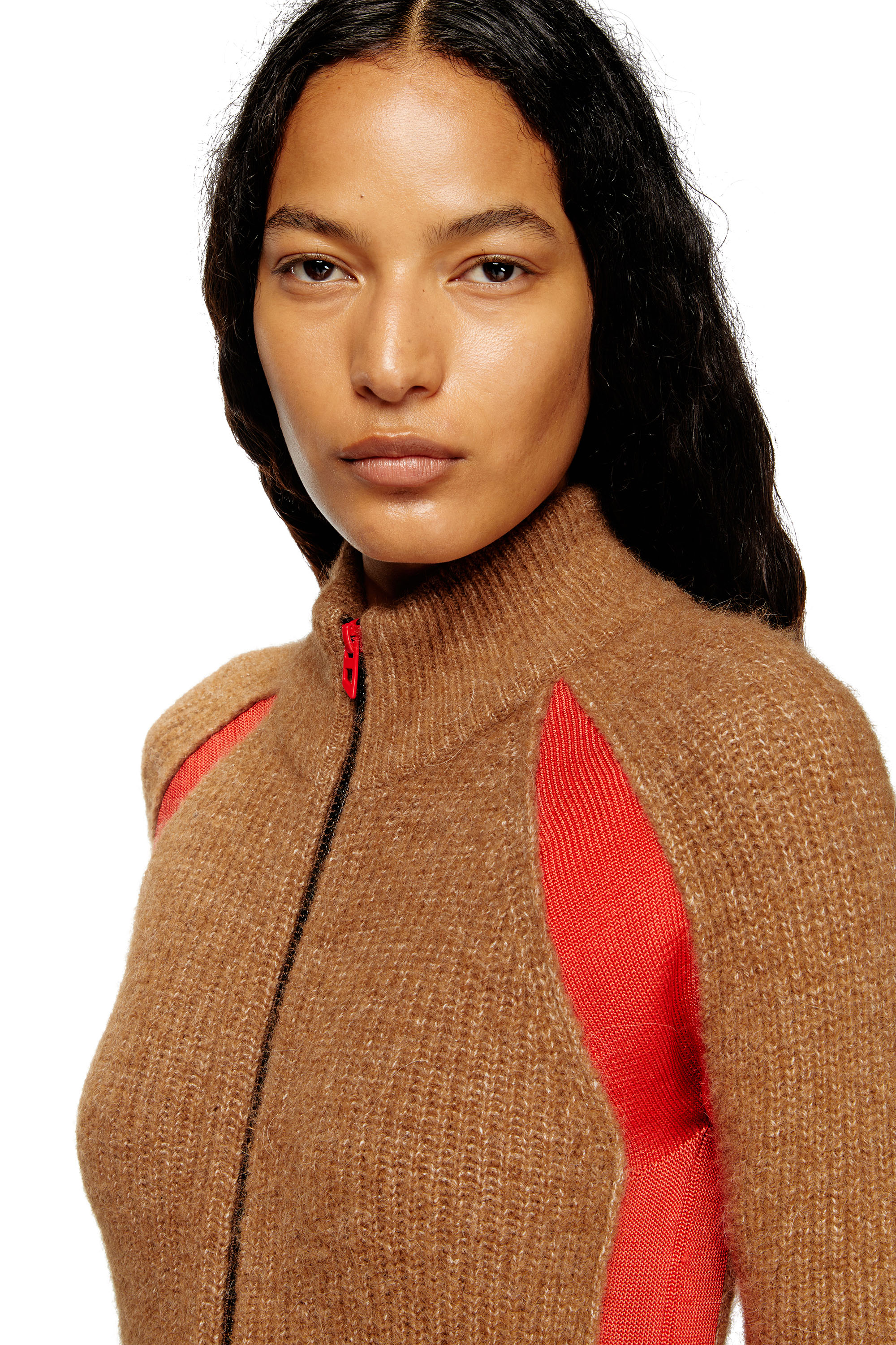 Diesel - M-LOUISE, Female's ジップカーディガン in ブラウン - 4