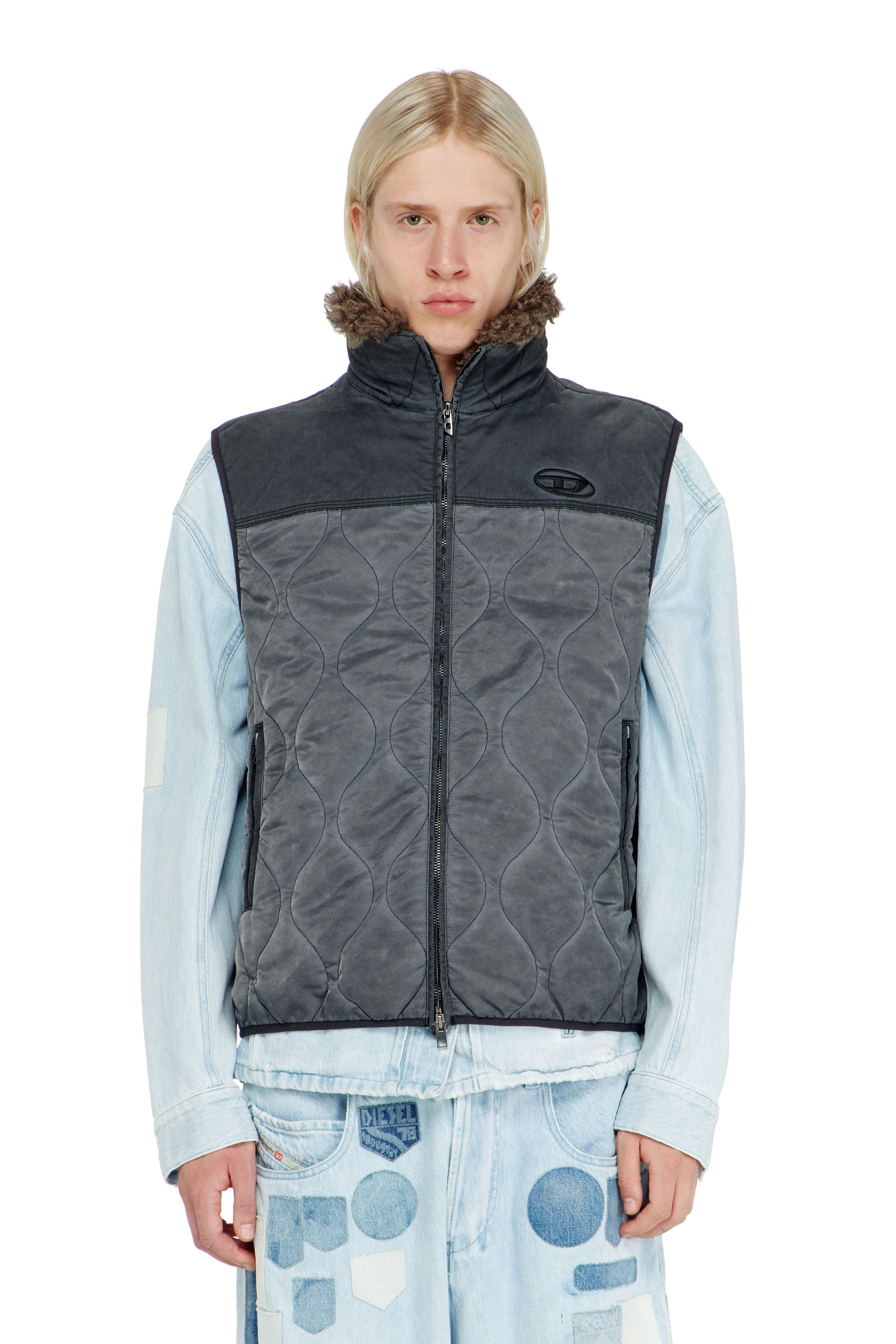 Diesel - J-ALVAR, Male's ジップアップベスト in ダークグレー - 6