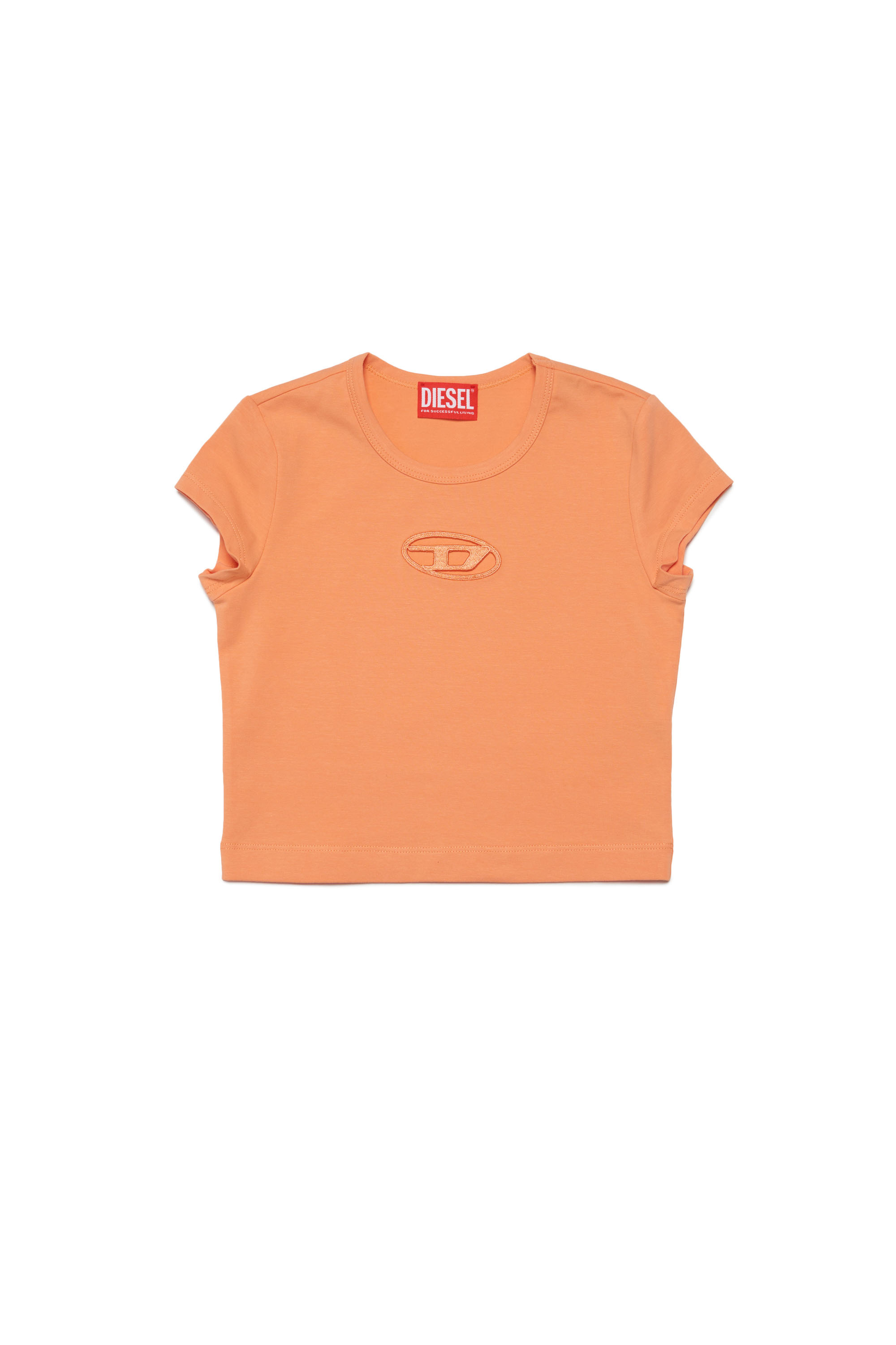 Diesel - TANGIE, Female's T-shirt with cut-out Oval D logo in オレンジ - 1